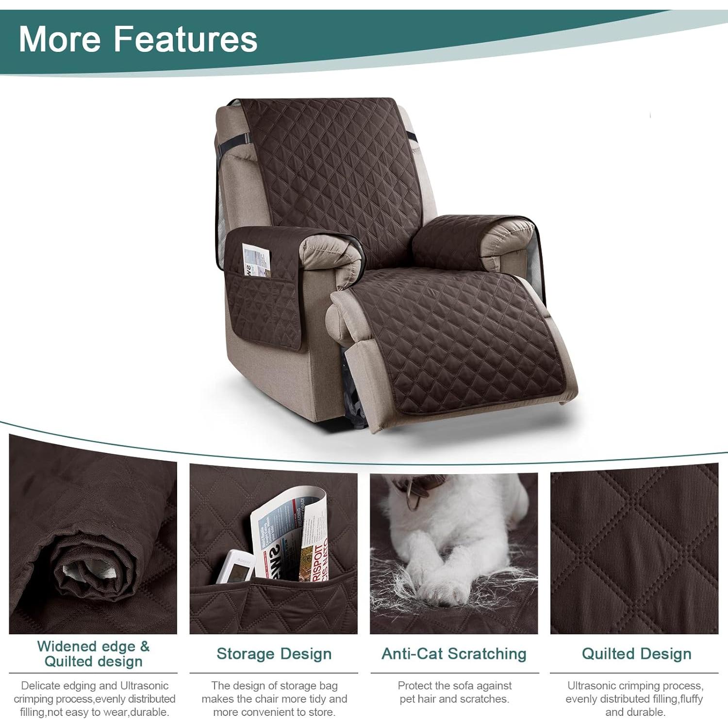 Funda Sillón Reclinable Ruaozz Impermeable 58 cm Chocolate