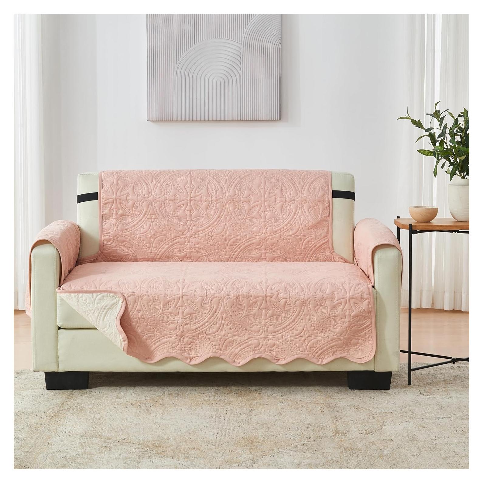 Funda Reversible para Loveseat Great Bay Home - Rosa/Taupe