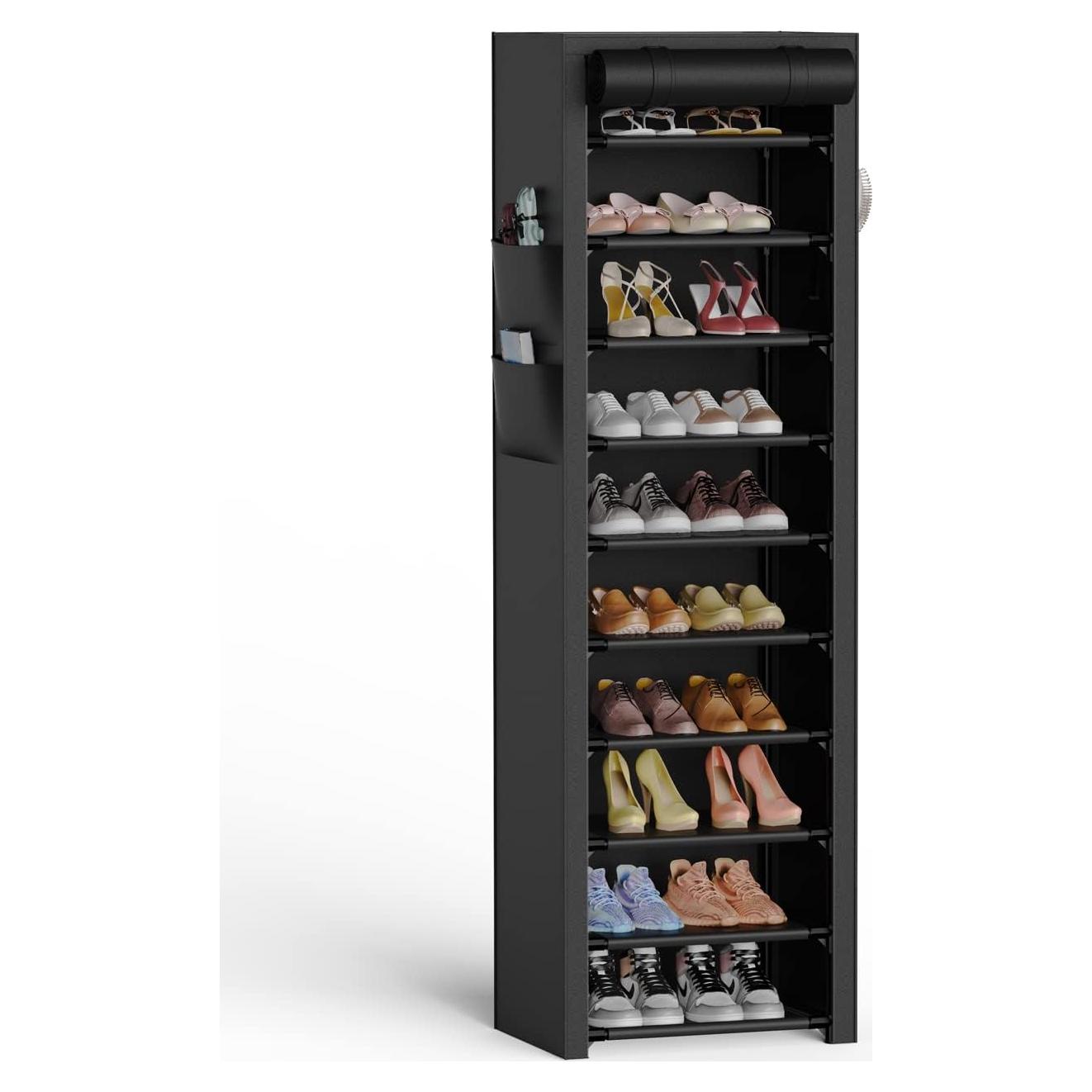 Estante para Zapatos VTRIN 10 Niveles Negro a Prueba de Polvo