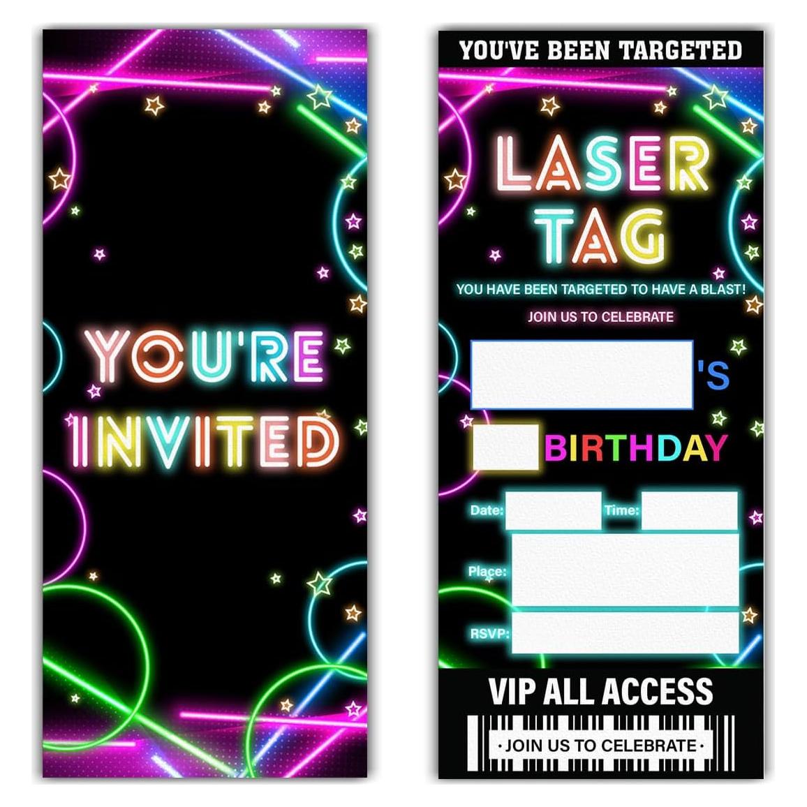 Invitaciones de Fiesta Laser Tag Qlnuk Set de 20 Tickets