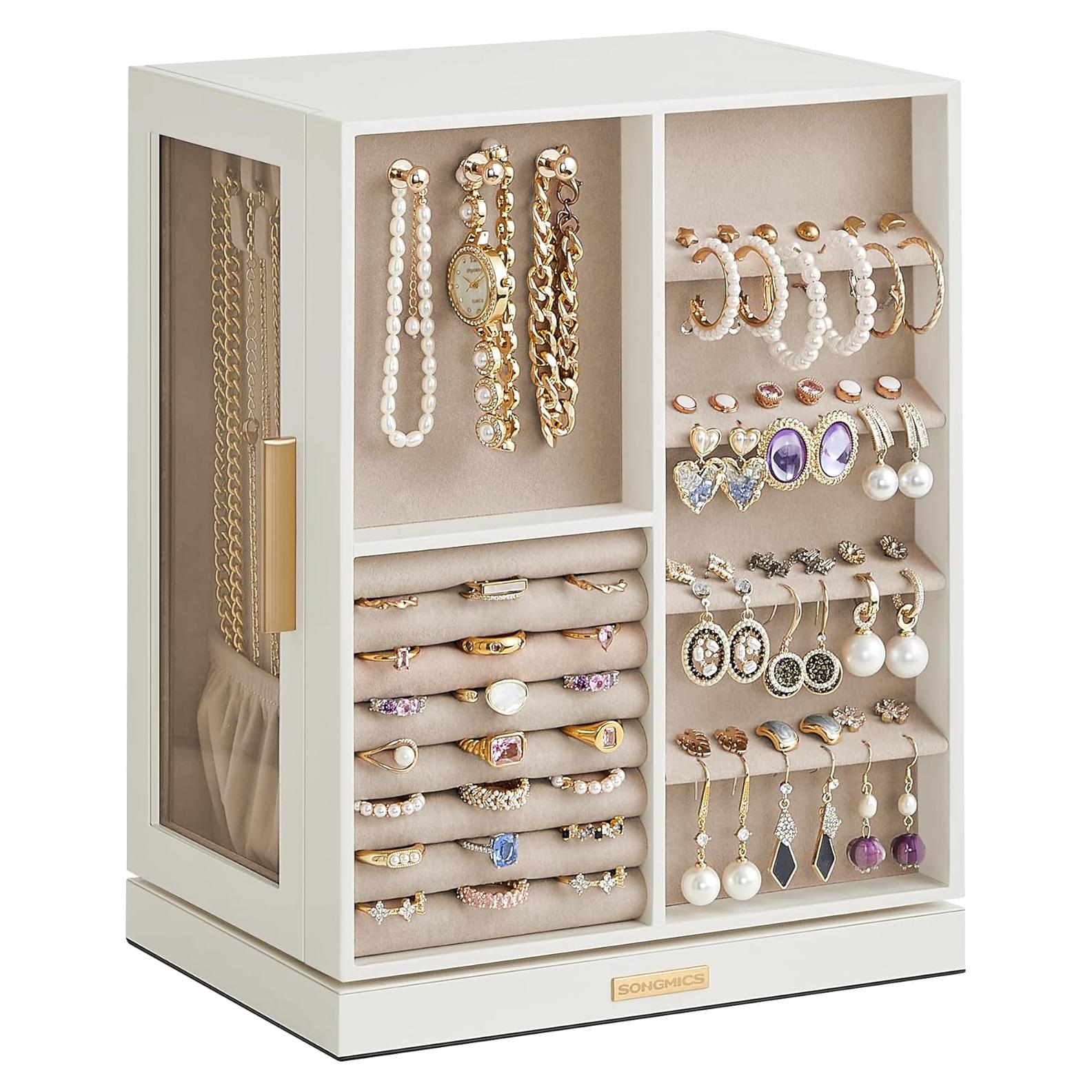 Caja de Joyería SONGMICS 360° Rotativa 5 Cajones Blanco Nube