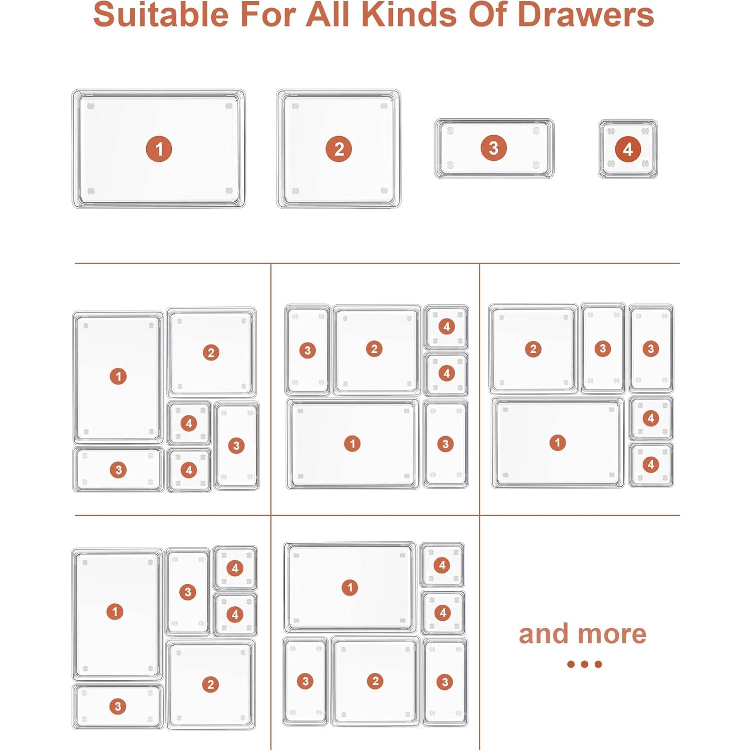 Organizador de Cajón SMARTAKE 7 Piezas Antideslizante