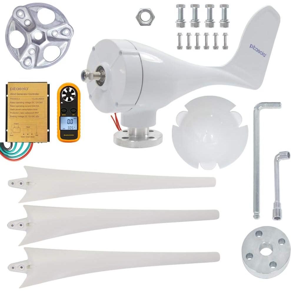 Generador Eólico Pikasola 400W 12V 3 Aspas para Hogar