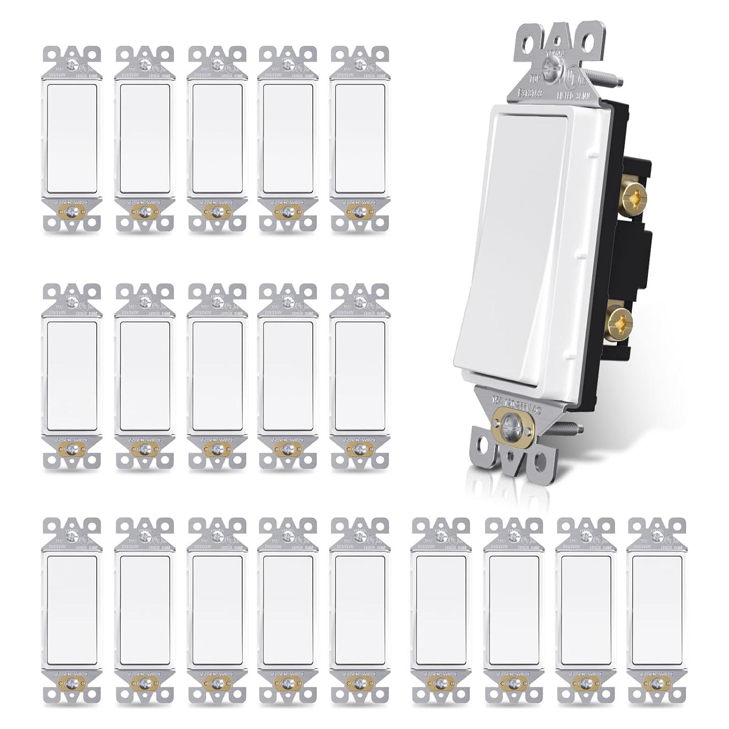 Interruptor Decorativo AIDA Blanco Mate 15A 120/277V Paquete 20