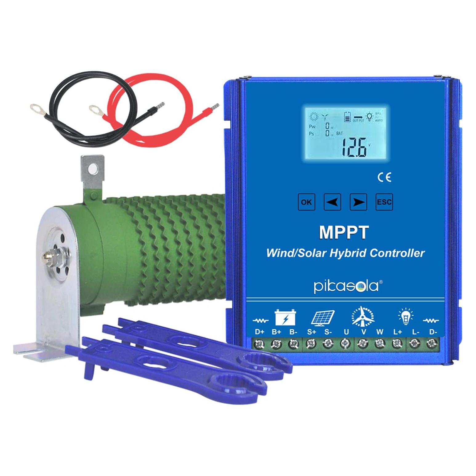 Controlador Híbrido PIKASOLA 1400W Solar y Eólico 12/24V