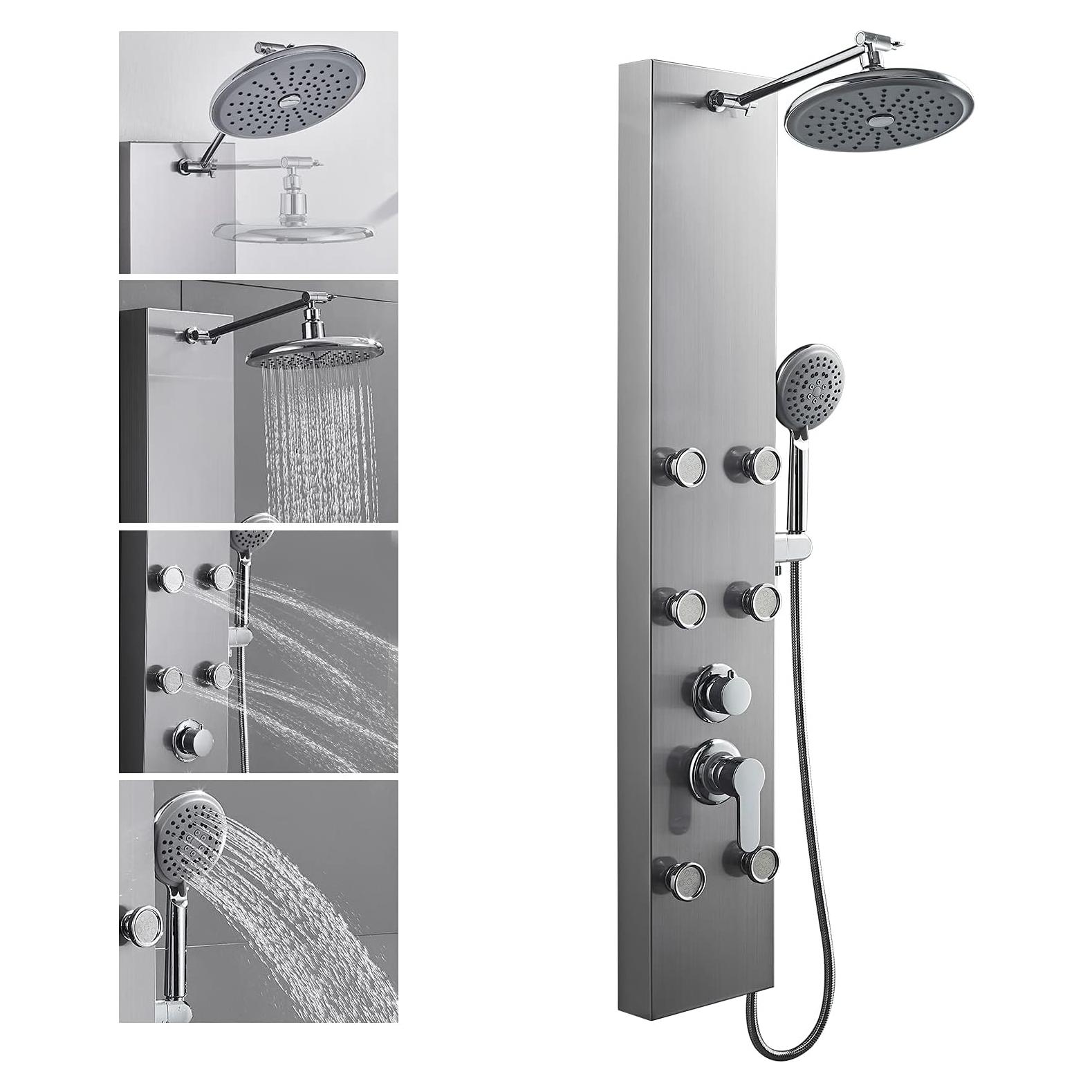 Panel de Ducha ROVOGO Acero Inoxidable 304 6 Jets 20 cm