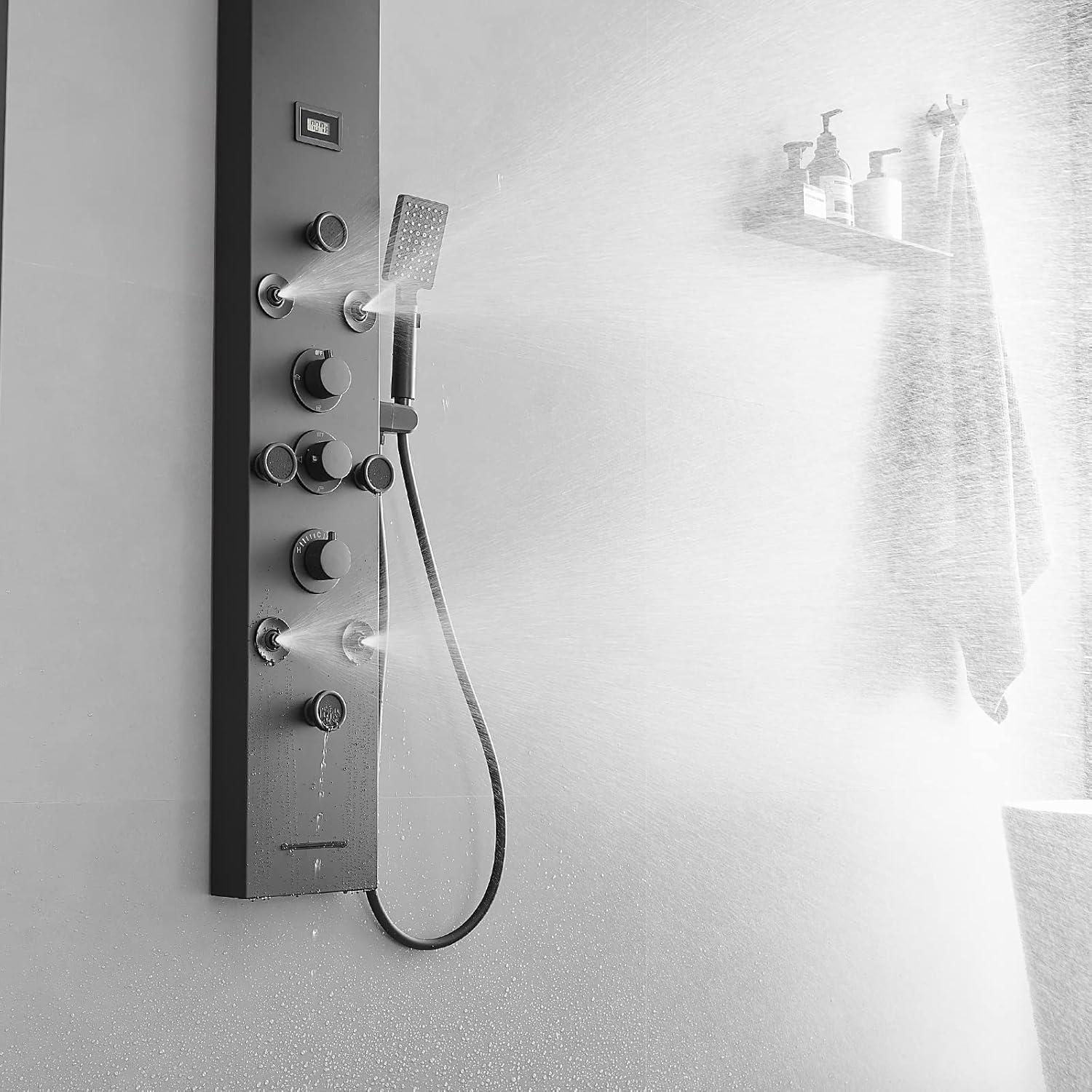 Panel de Ducha BWE 6 en 1 Acero Inoxidable Negro Mate