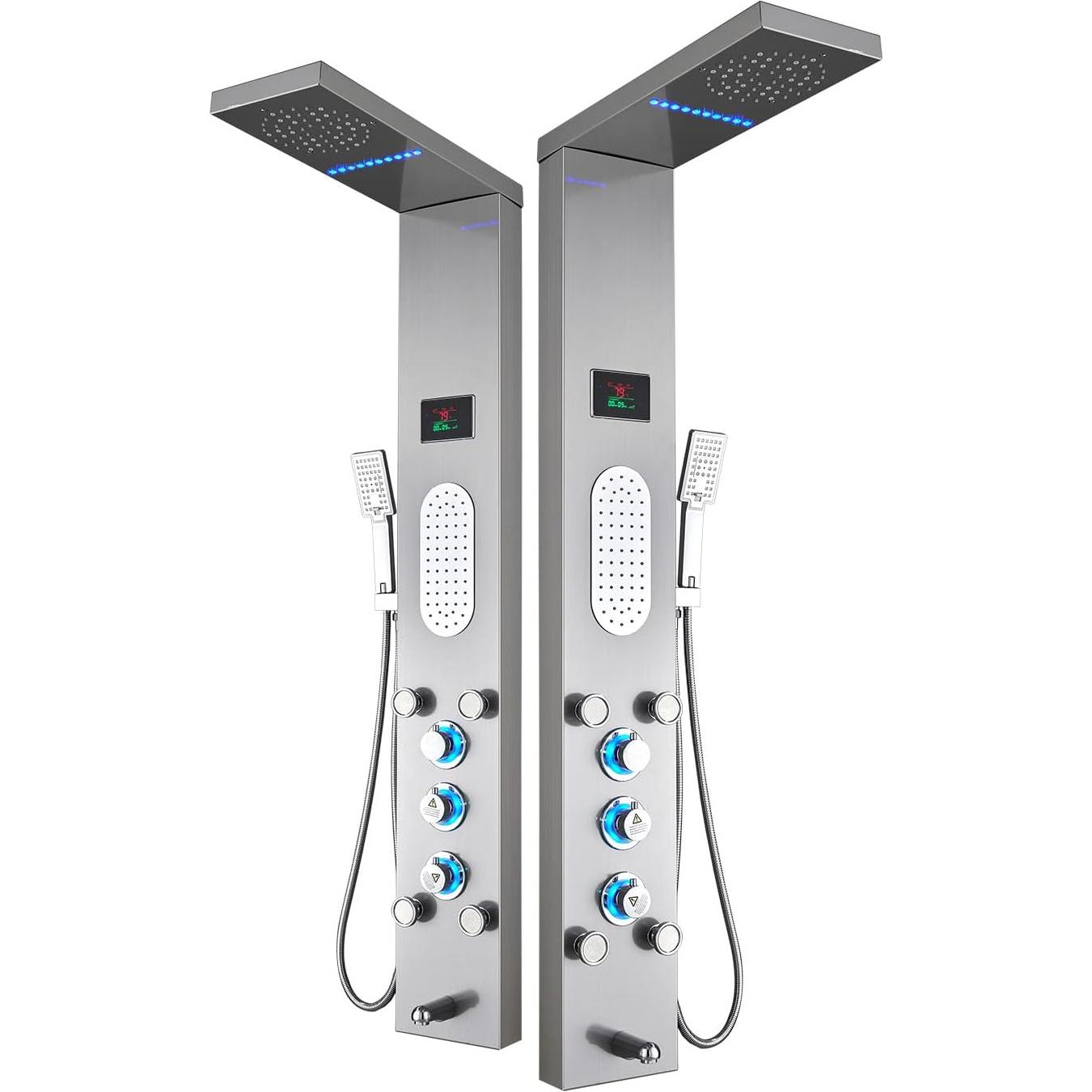 Panel de Ducha LED ELLO&ALLO Acero Inoxidable 132x46 cm