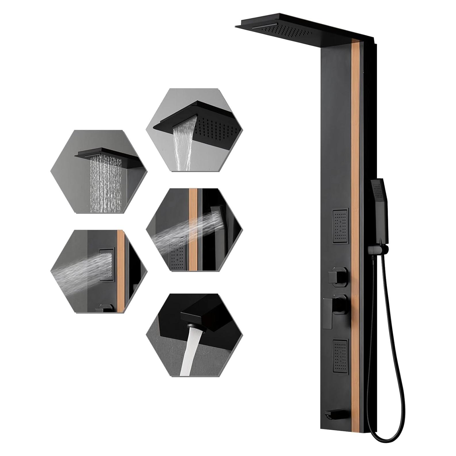 Panel de Ducha BWE 5 en 1 Acero Inoxidable Negro