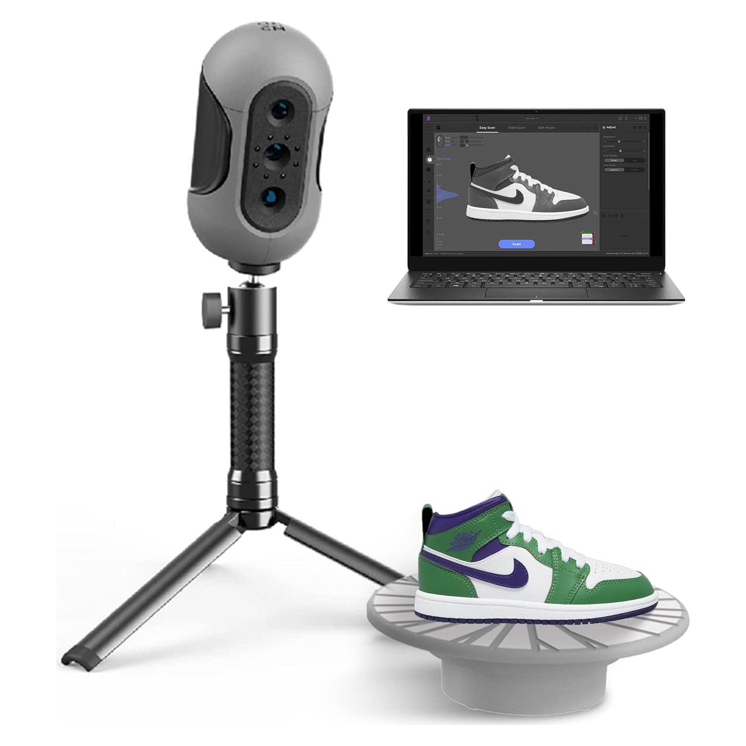 Mole 3D Scanner, 0.1mm Resolution, 0.05mm High Accuracy with 10fps Scan Speed, Supporting Handheld Turntable Dual Modes Black Object Scanning,Compatible with Win10/MasOS (Premium Version)