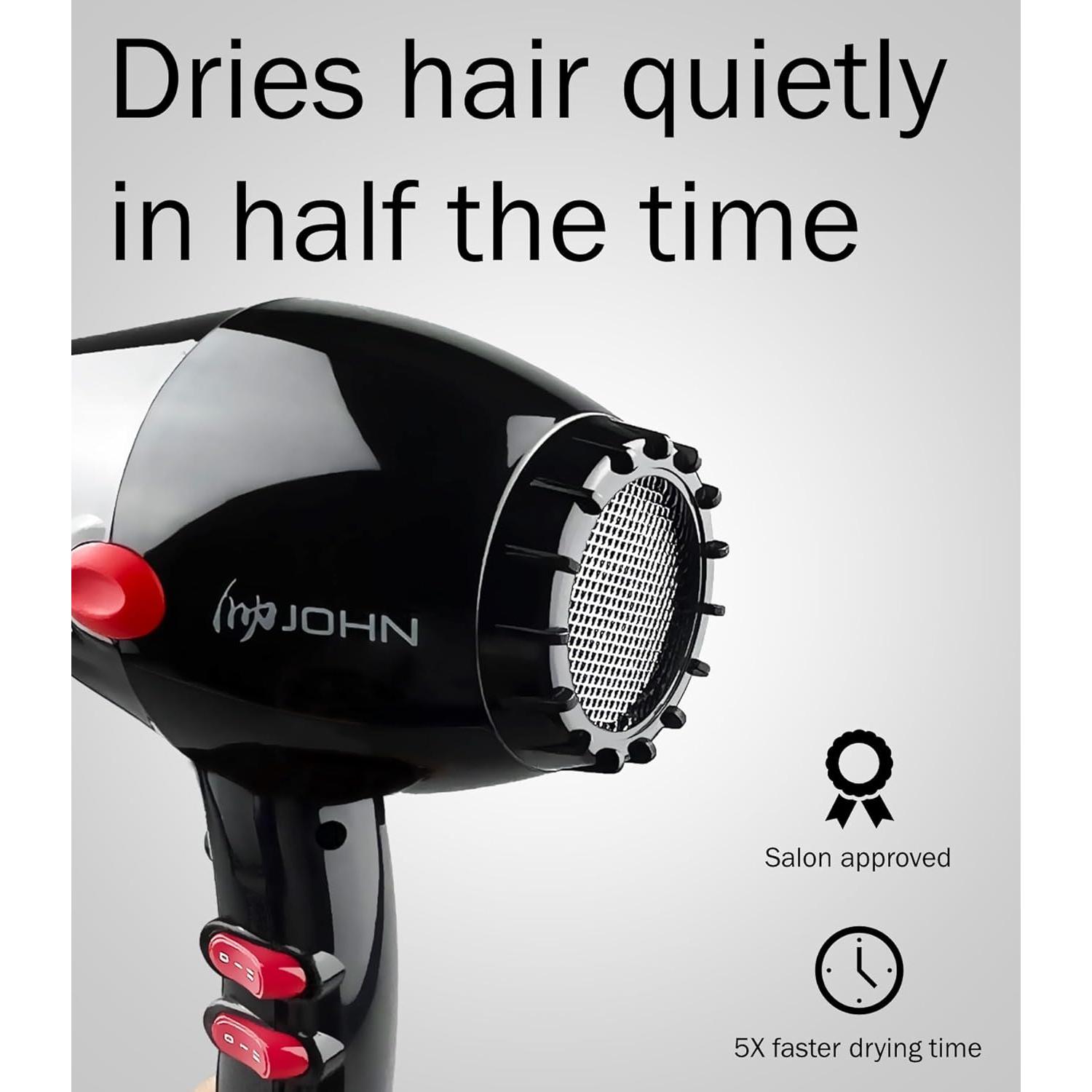 Secador de Cabello Profesional JOHN 2200W Iónico Turbo Negro