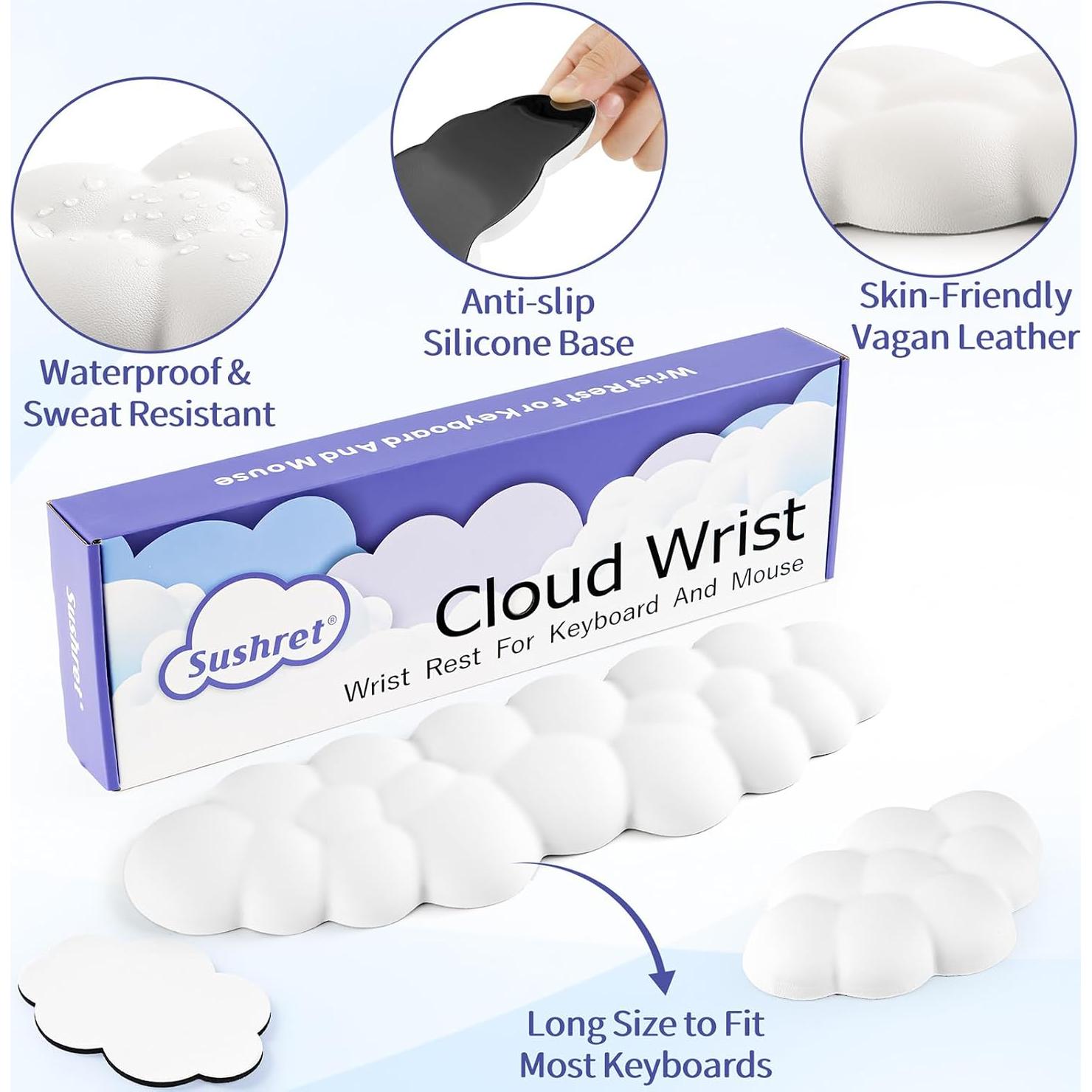 Reposamuñecas Ergonómico Sushret Nube para Teclado - Blanco