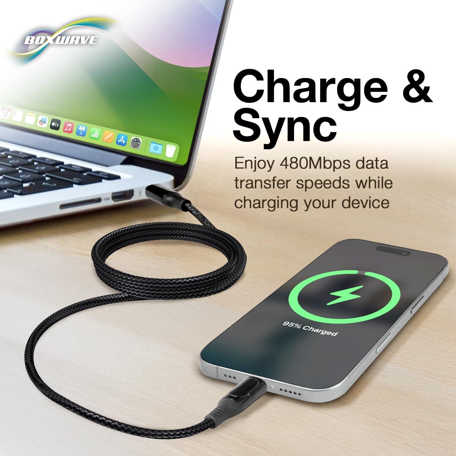 Cable Compatible with Tribit StormBox Pro - PowerDisplay PD Cable (6ft) - USB-C to USB-C (100W), LED Wattage Info Extra Long Braided Nylon - Jet Black