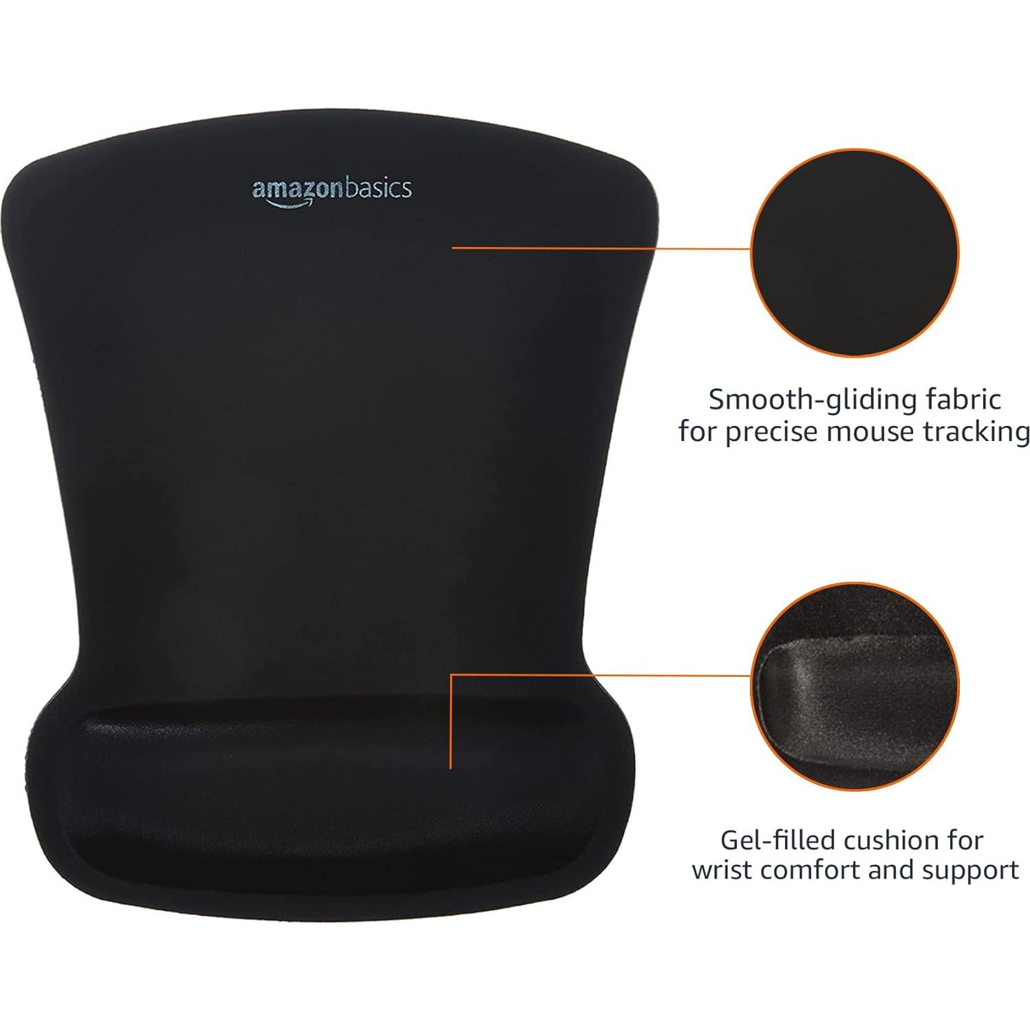 Almohadilla de ratón ergonómica Amazon Basics con gel negro