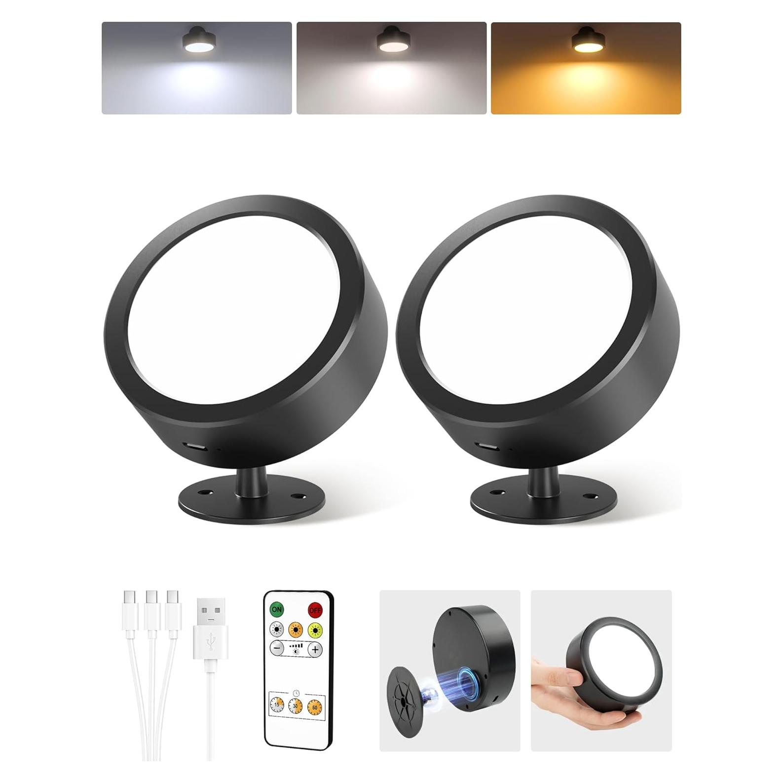 EZVALO Lámpara LED de Pared Recargable 5500mAh 2 Paquete