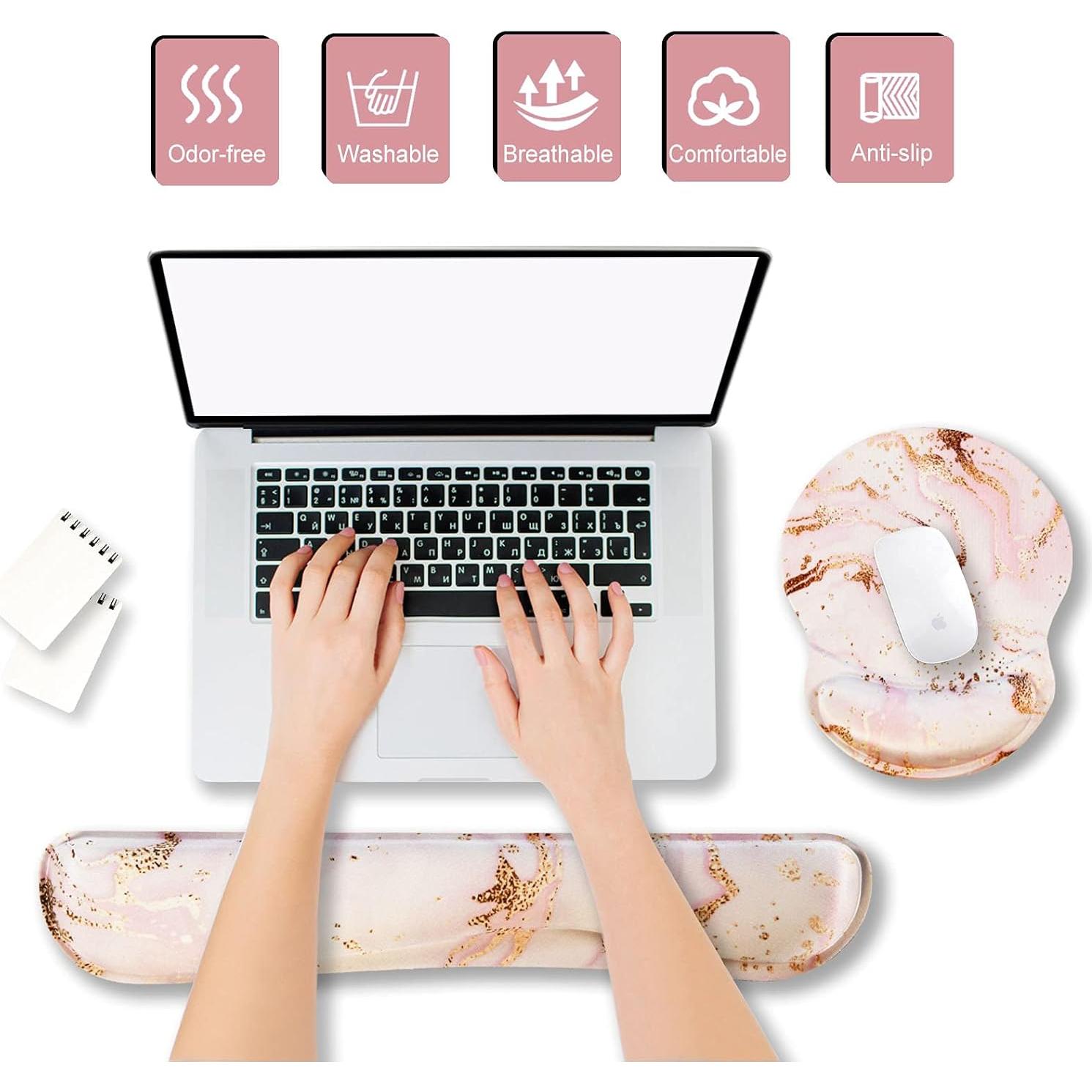 ArtSo Reposamuñecas Ergonómico y Alfombrilla de Ratón Rosa