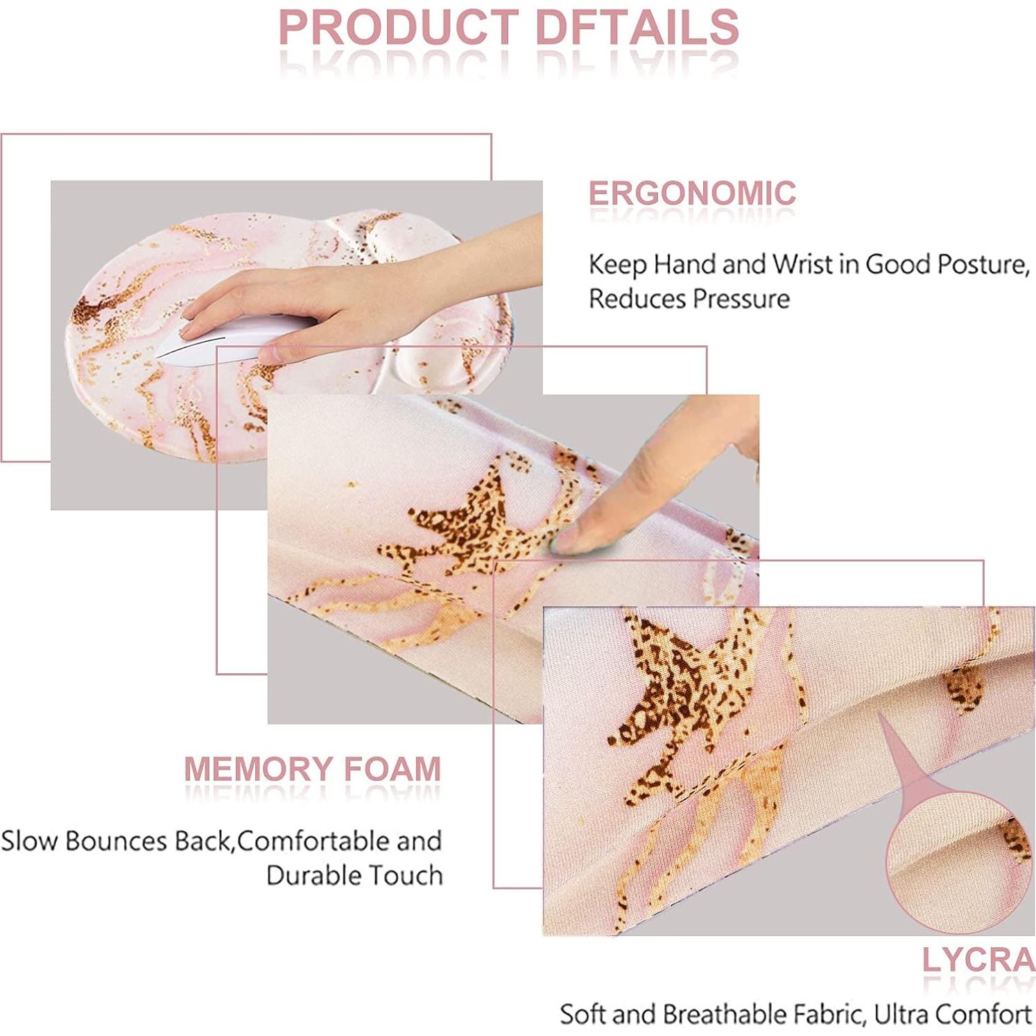 ArtSo Reposamuñecas Ergonómico y Alfombrilla de Ratón Rosa