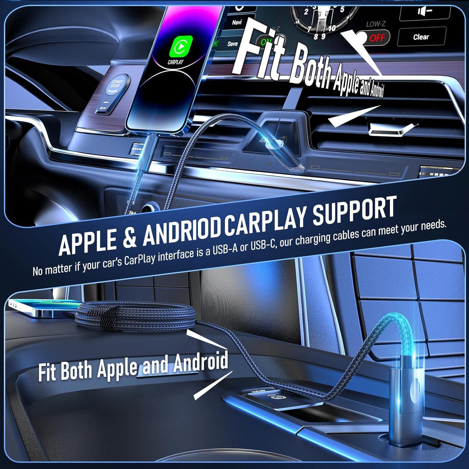 Cable de carga 4 en 1 JHWSXTEK 240W 10 pies USB C/Lightning