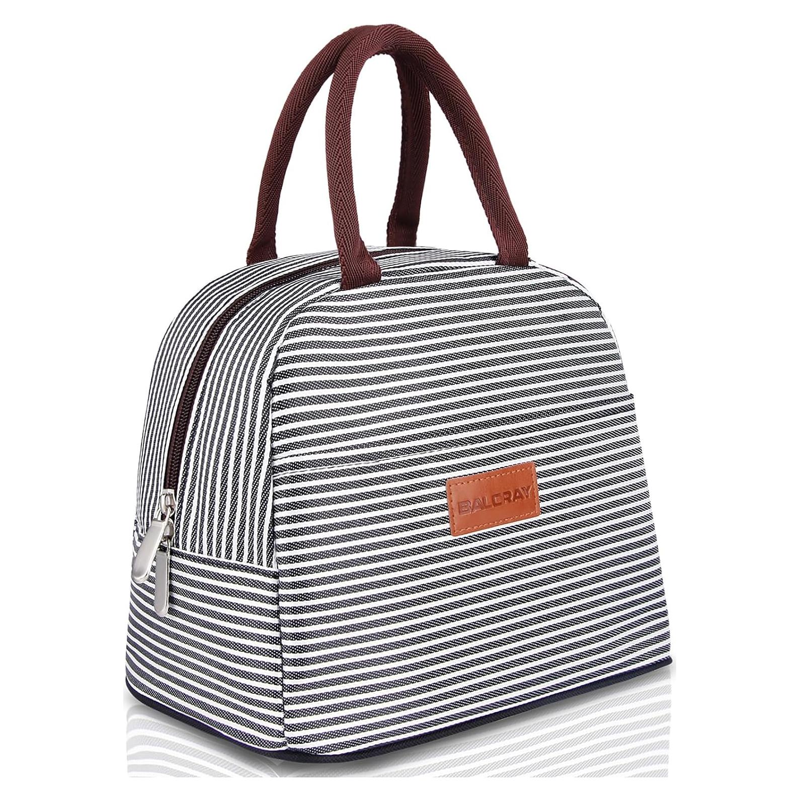 Bolsa de Almuerzo Aislada BALORAY Rayas Blancas y Negras 9L