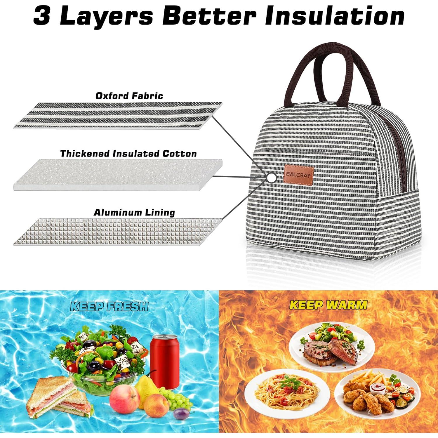 Bolsa de Almuerzo Aislada BALORAY Rayas Blancas y Negras 9L