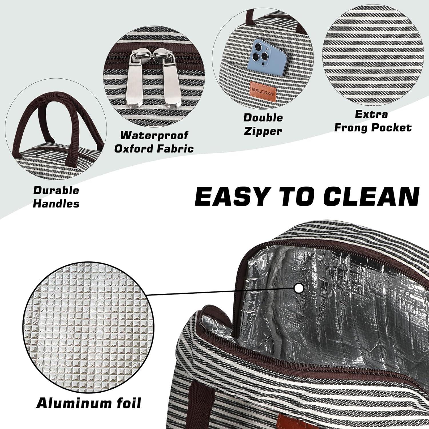 Bolsa de Almuerzo Aislada BALORAY Rayas Blancas y Negras 9L