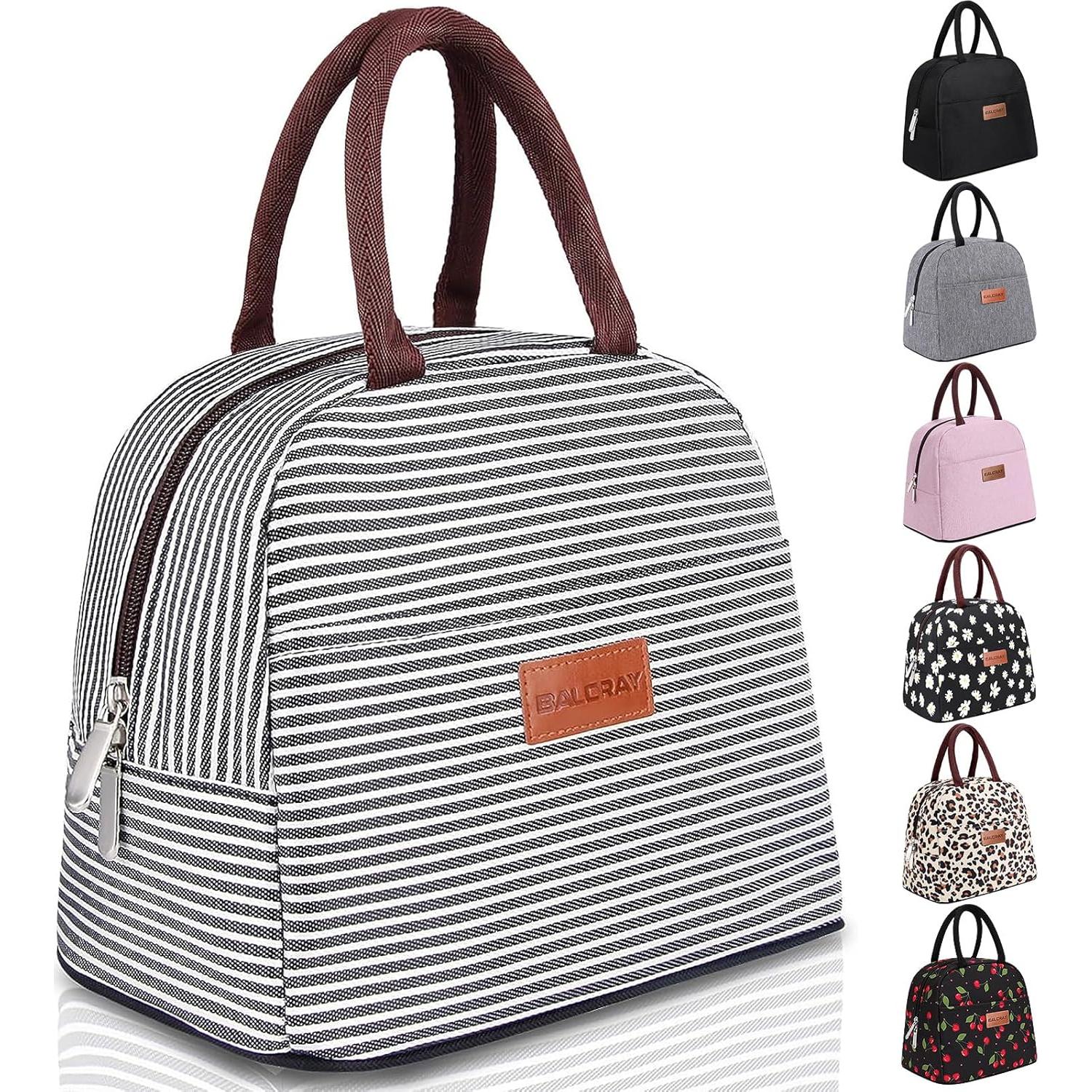 Bolsa de Almuerzo Aislada BALORAY Rayas Blancas y Negras 9L