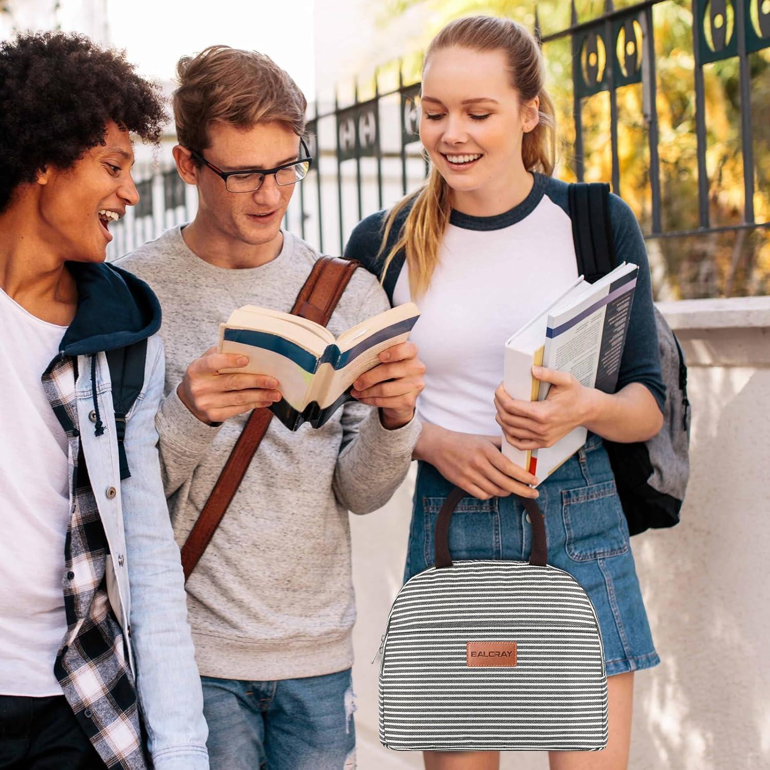 Bolsa de Almuerzo Aislada BALORAY Rayas Blancas y Negras 9L