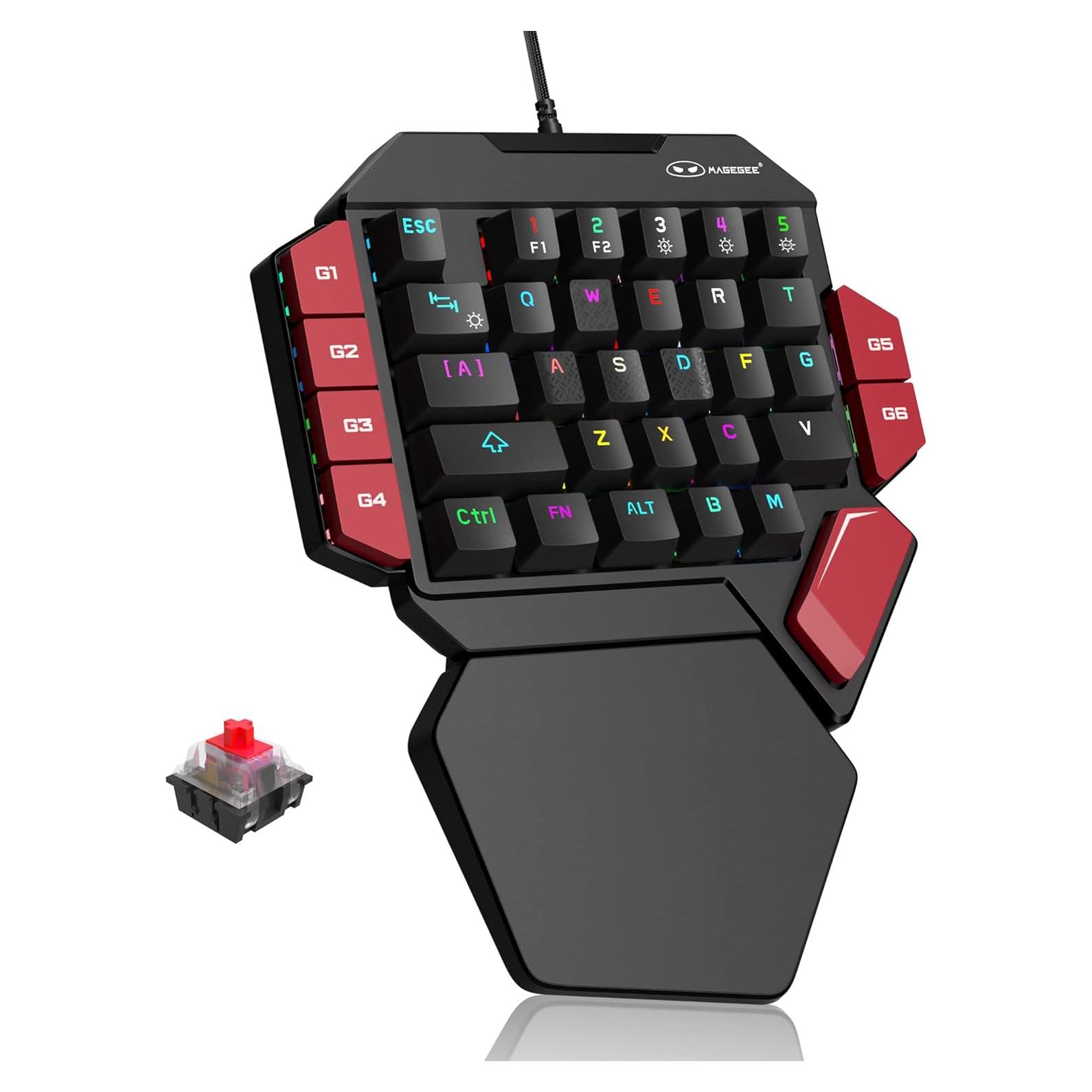 Teclado Mecánico para Juegos MageGee RGB 35 Teclas Rojo