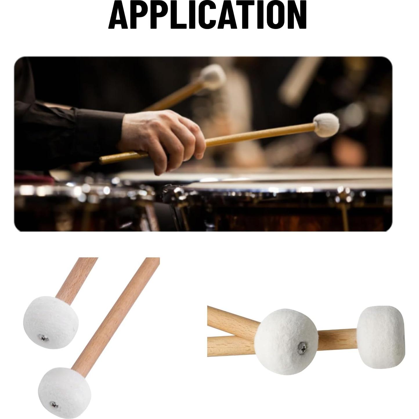 Baquetas de Tímpano de Fieltro LiebeWH 2 Pcs 38x7.6 cm