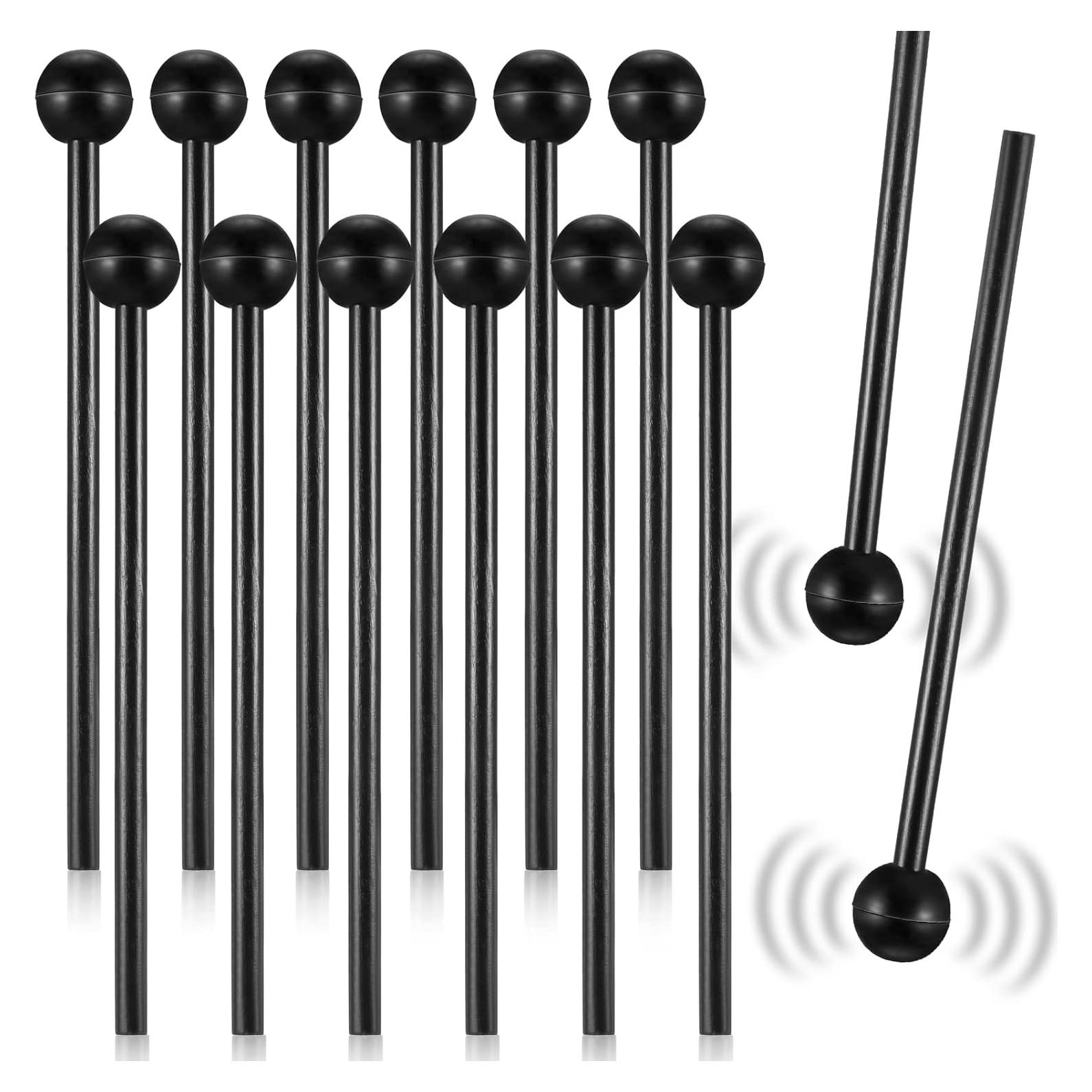 12 Mallets de Percusión de Madera con Cabeza de Goma 21.5 cm