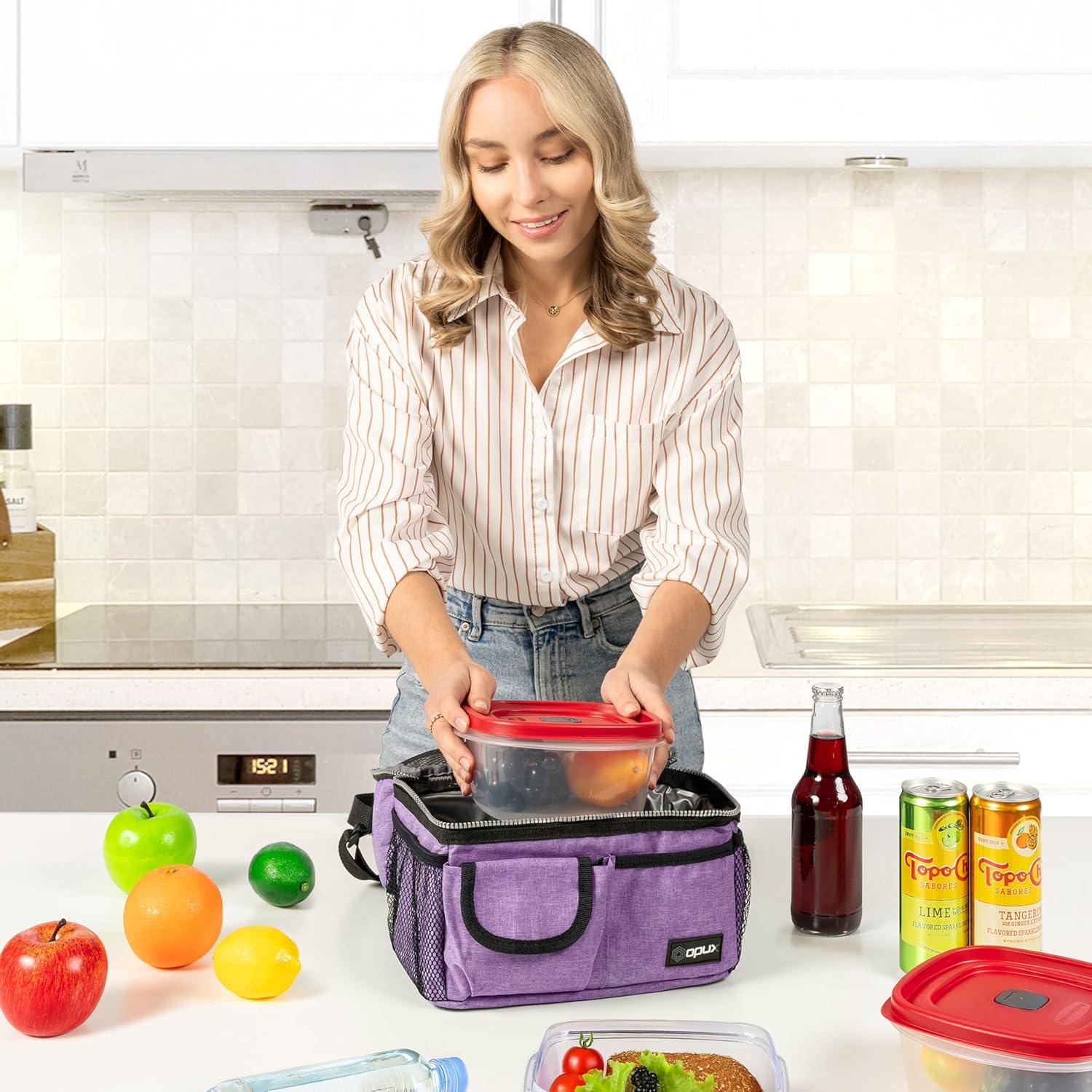 Bolsa de Almuerzo Aislada Opux Morado 10L Doble Compartimento