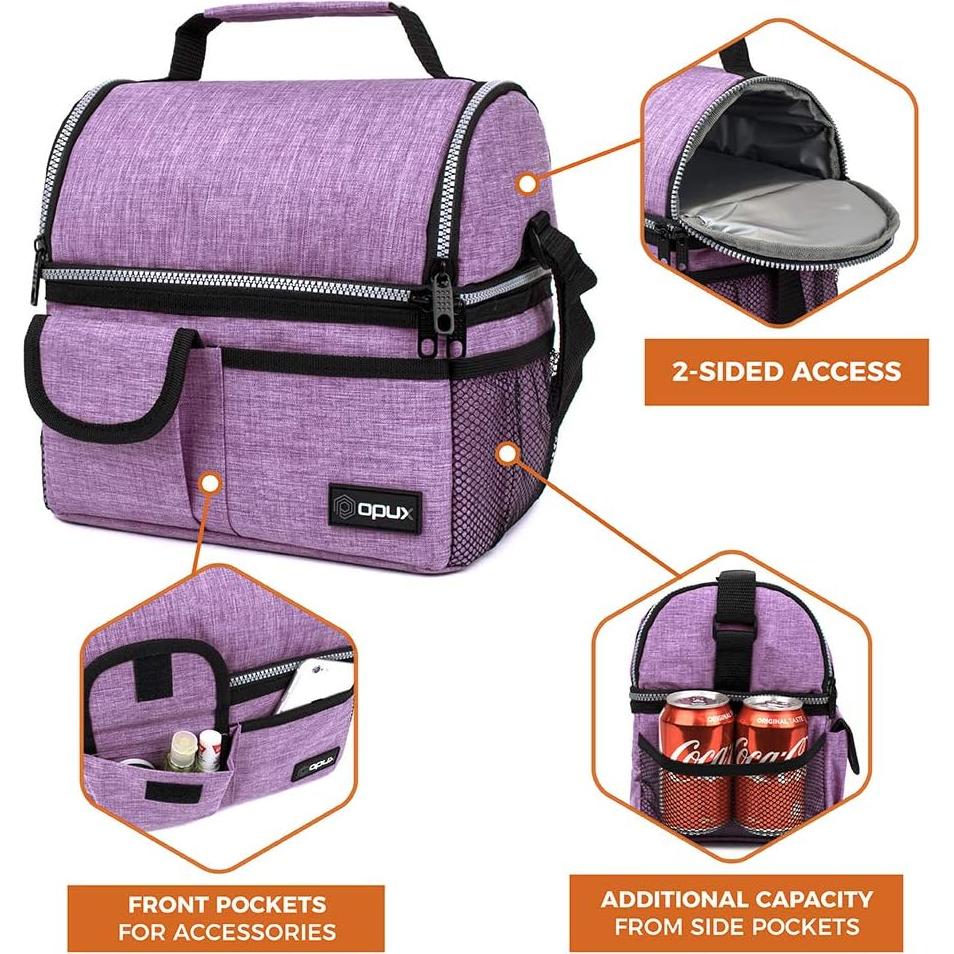 Bolsa de Almuerzo Aislada Opux Morado 10L Doble Compartimento