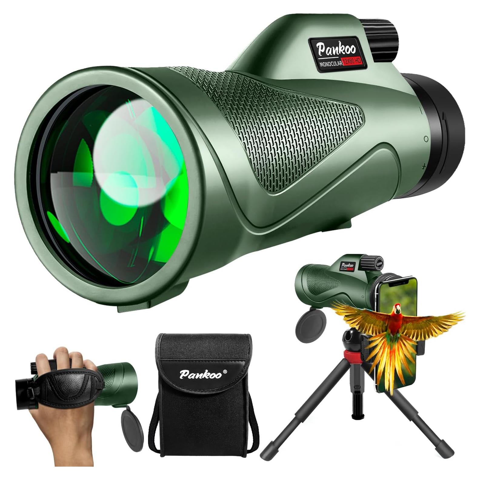 Telescopio Monocular Pankoo 12x60 con Adaptador y Trípode