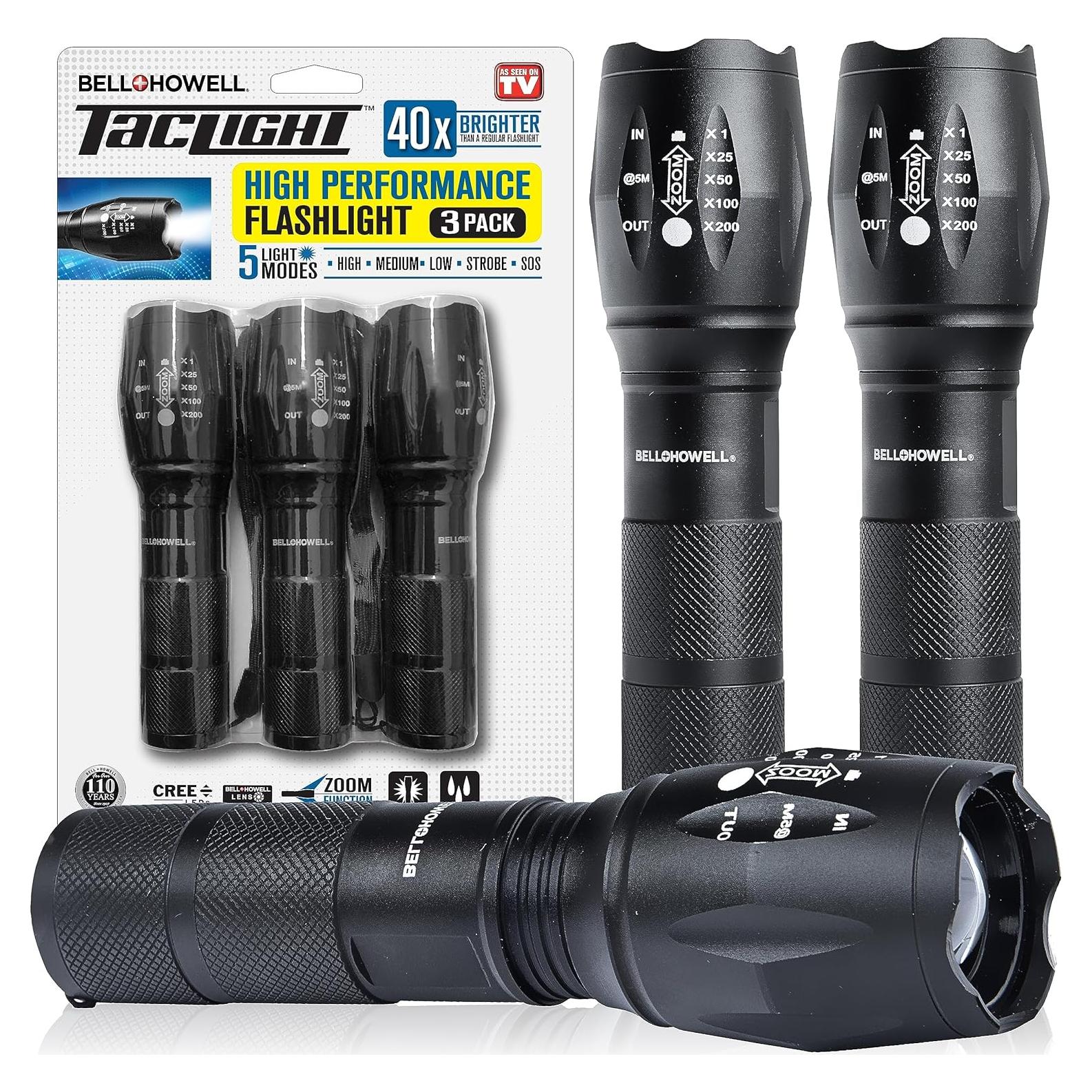 Linterna Táctica TacLight 3 Pk LED Alta Brillo a Prueba de Agua