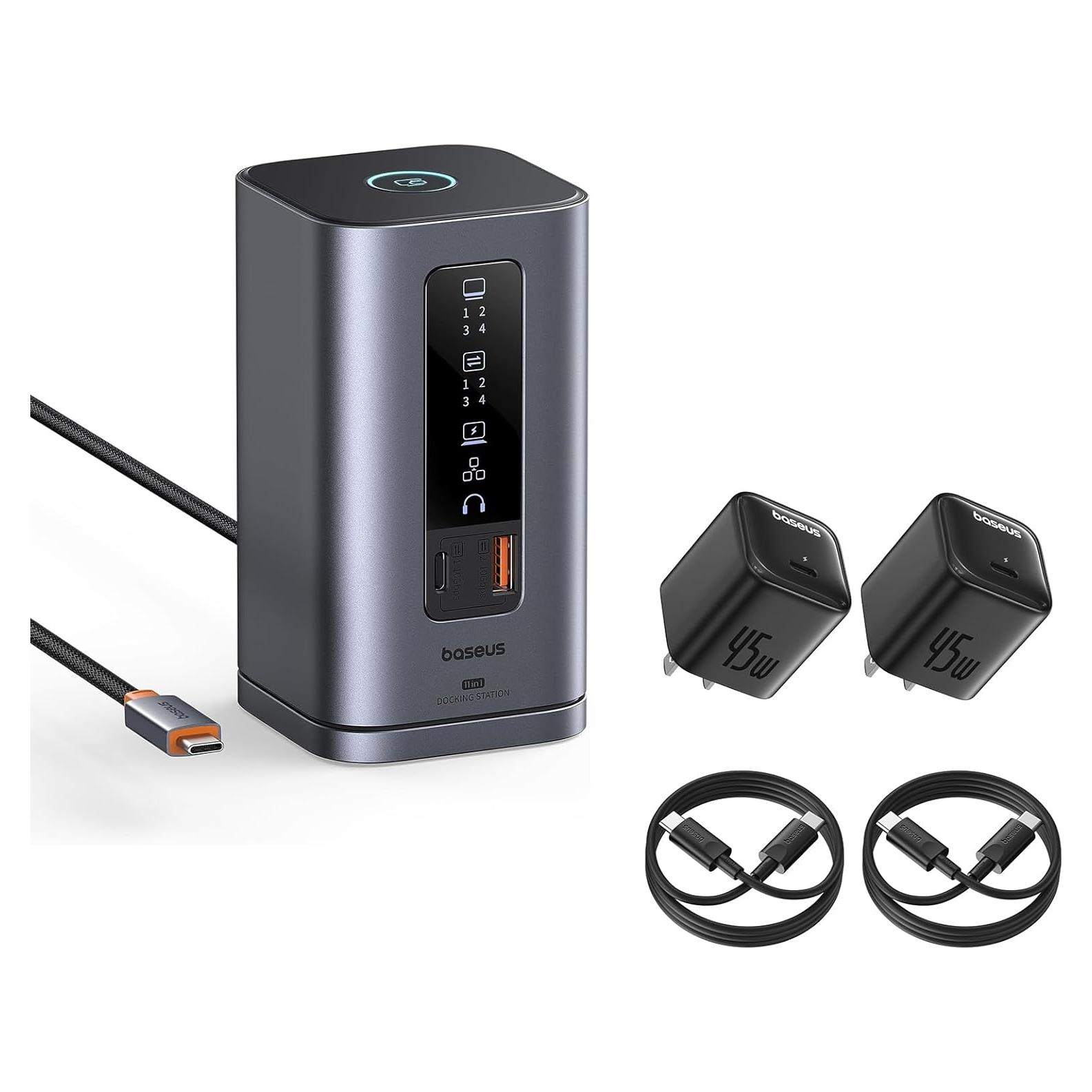 Baseus Estación de Acoplamiento 11 en 1 + Cargador USB-C 45W