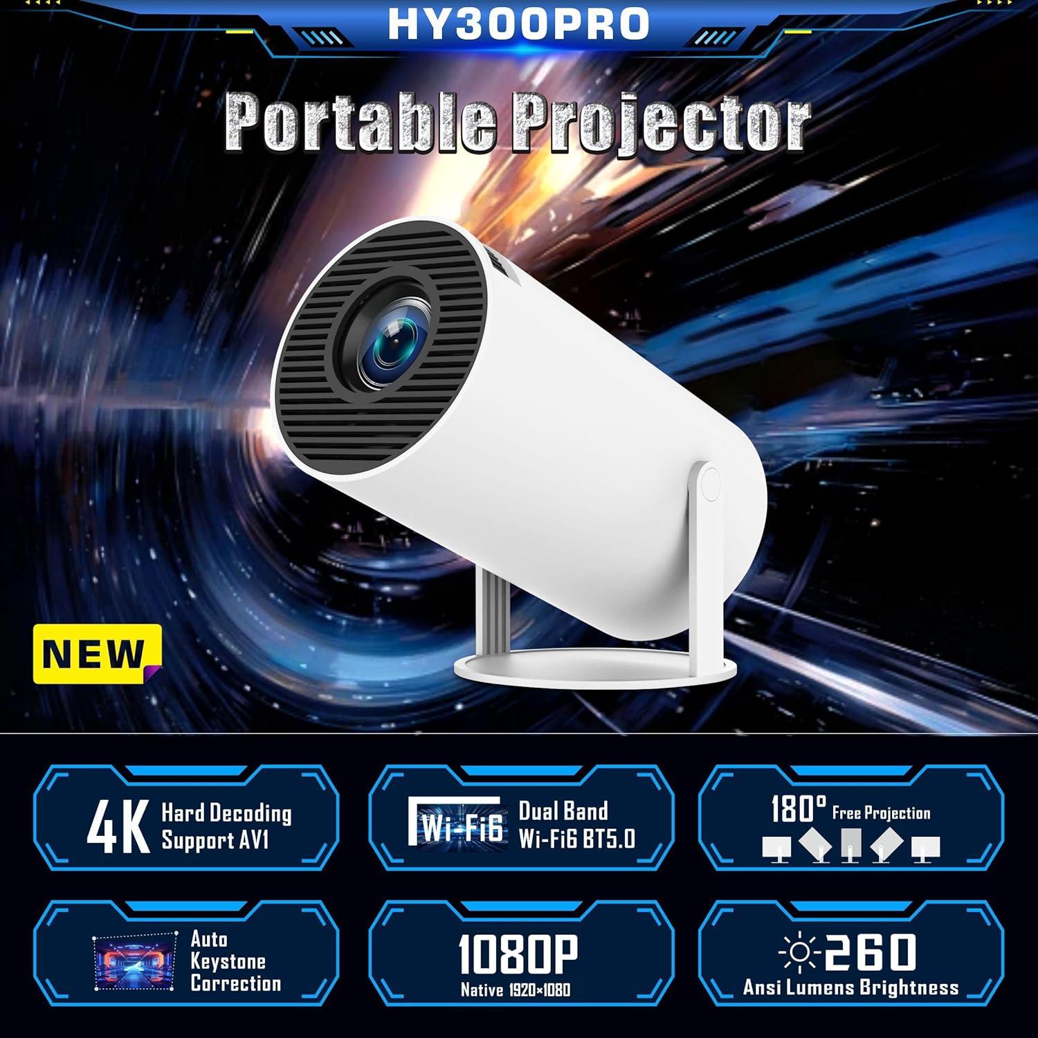 Mini Proyector Portátil WOOPKER HY300 PRO 4K 1080P WiFi6