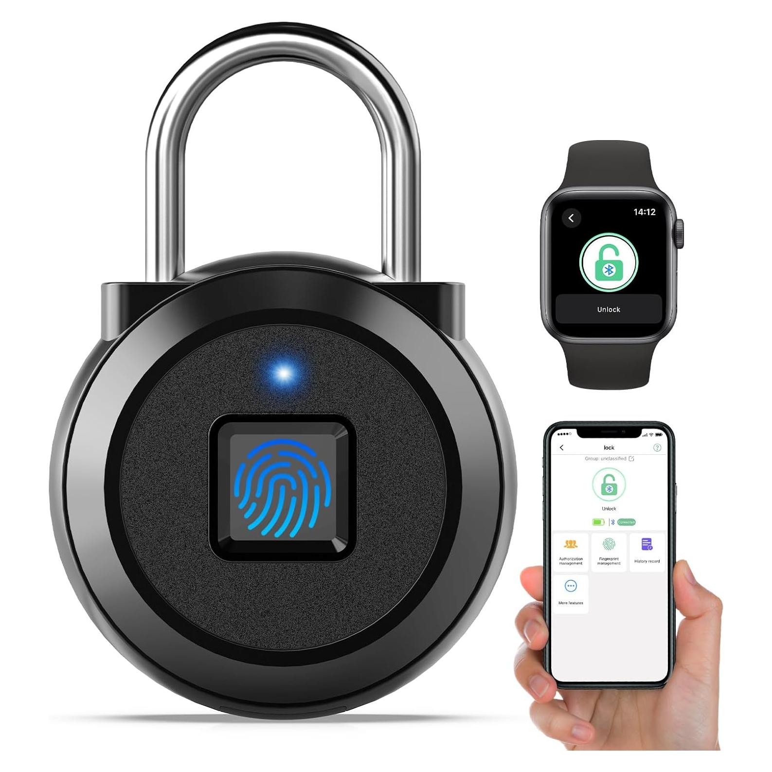 Candado Biométrico eLinkSmart Negro para Taquilla de Gimnasio