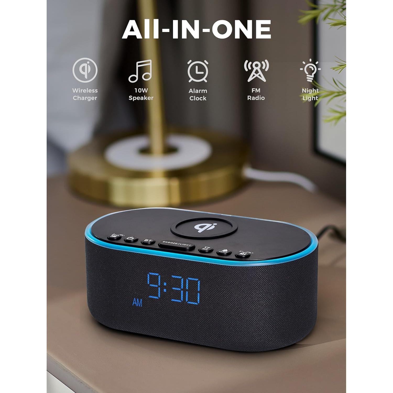 Reloj Despertador Inalámbrico Odokee con Carga Qi y Bluetooth
