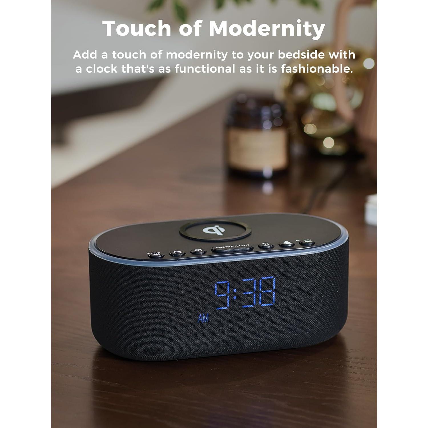 Reloj Despertador Inalámbrico Odokee con Carga Qi y Bluetooth