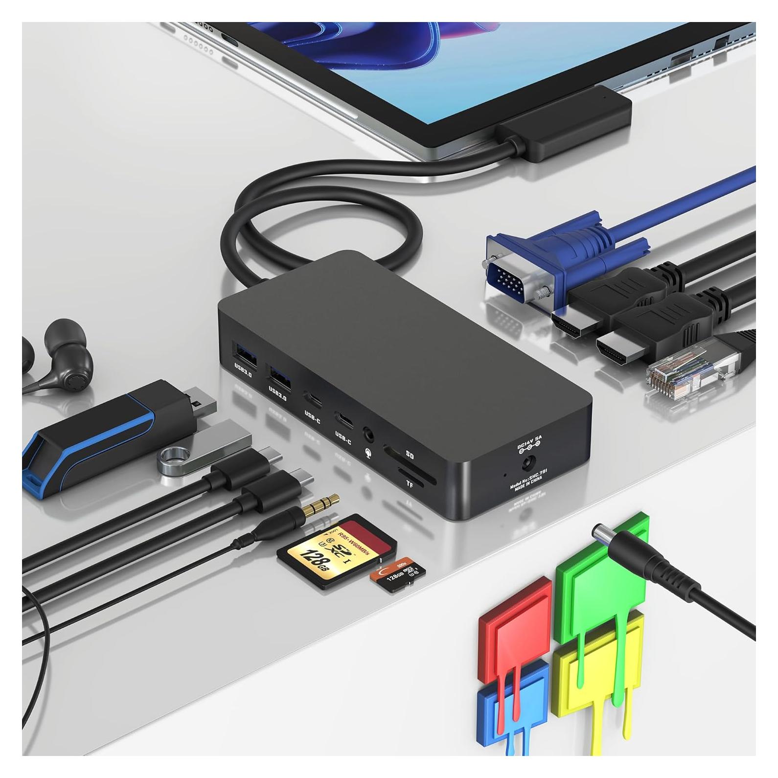 Estación de Acoplamiento Microsoft Surface 12 en 1 HDMI VGA