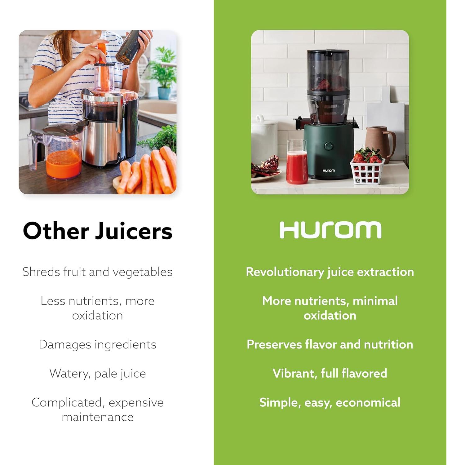 Exprimidor Lento Hurom H320 Verde Oscuro 500ml Auto-Alimentado