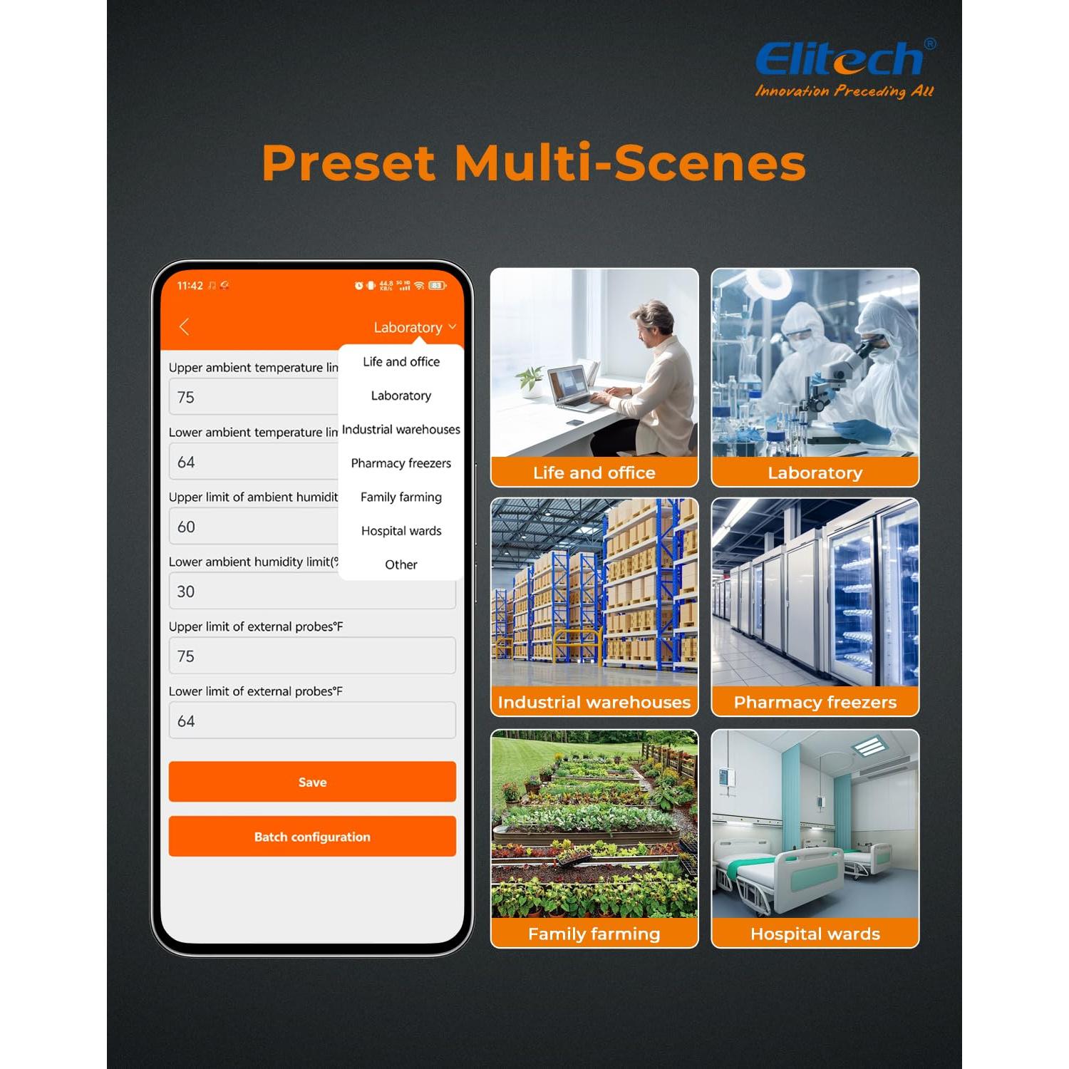 Termómetro Higrómetro Digital Elitech IPT-100S Bluetooth 11.43 cm
