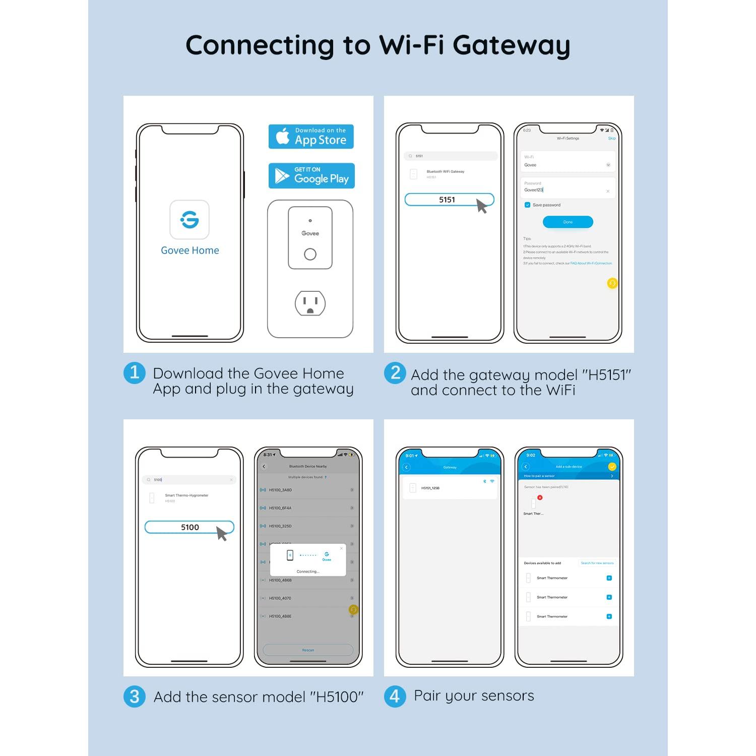 Govee Termómetro e Higrómetro WiFi 3 Sensores 6,15cm