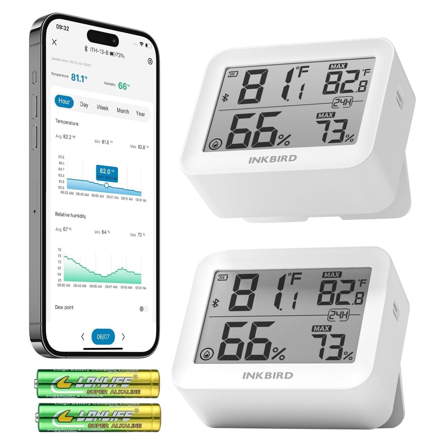 Paquete de 2 Monitores de Temperatura y Humedad Inkbird