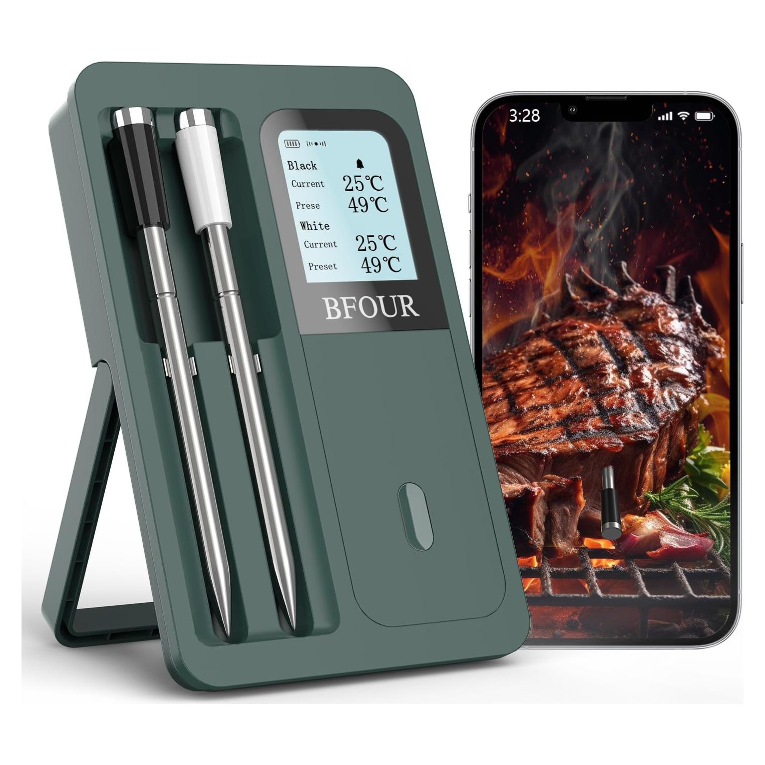 Termómetro Digital Inalámbrico BFOUR con 2 Probes para Carne