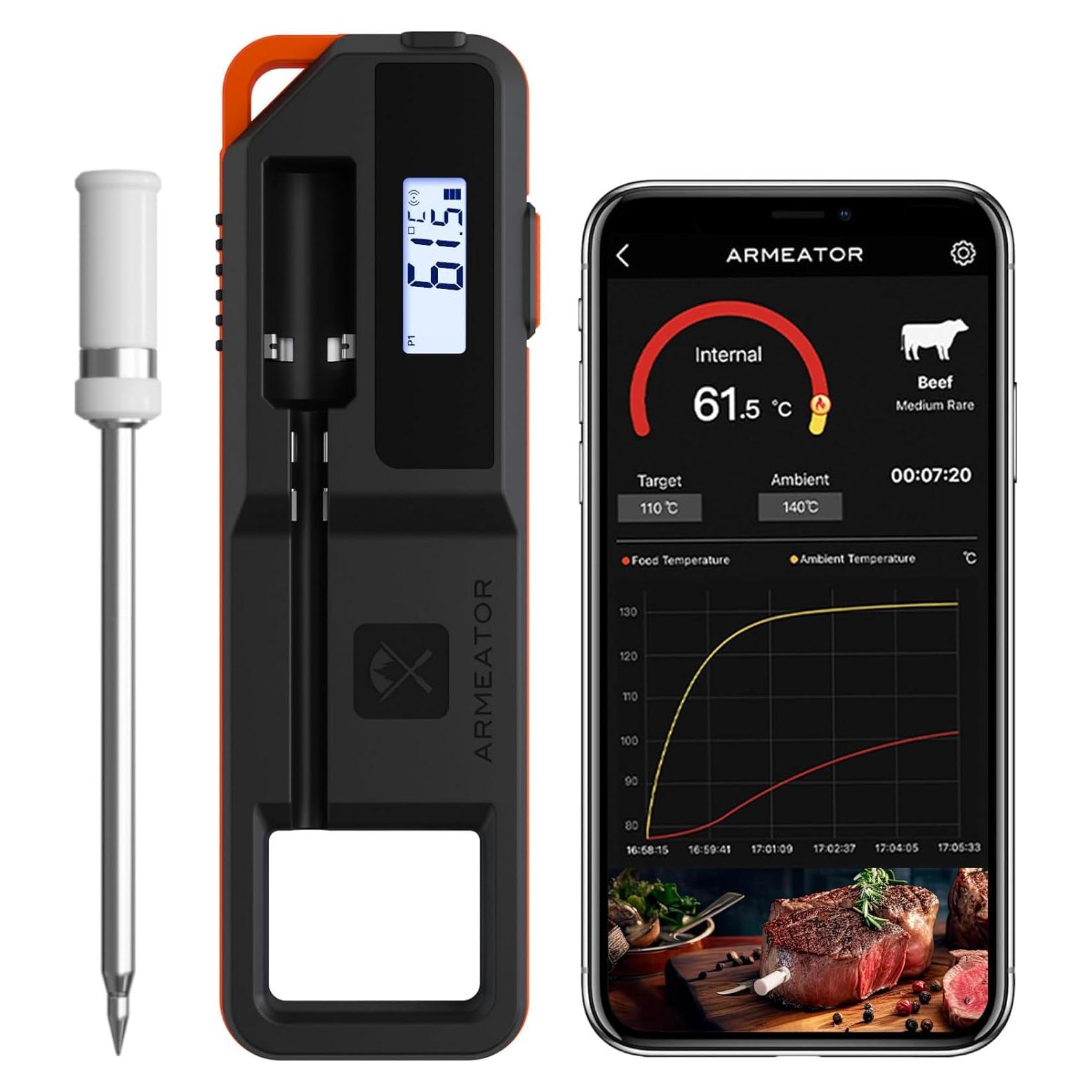 Termómetro de Carne Bluetooth ARMEATOR Doble Sensor 70m