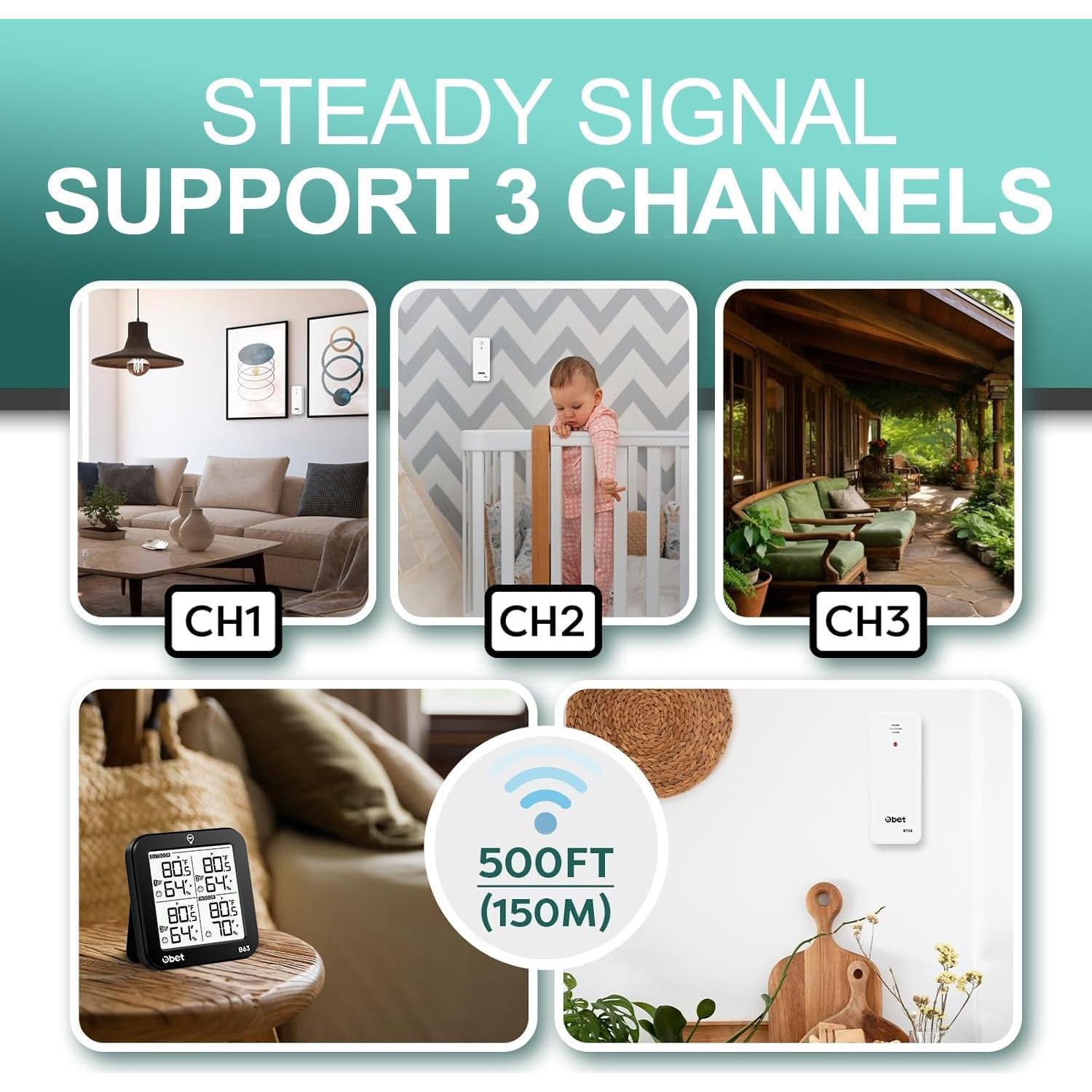 Estación Meteorológica Inalámbrica OBET con 3 Sensores