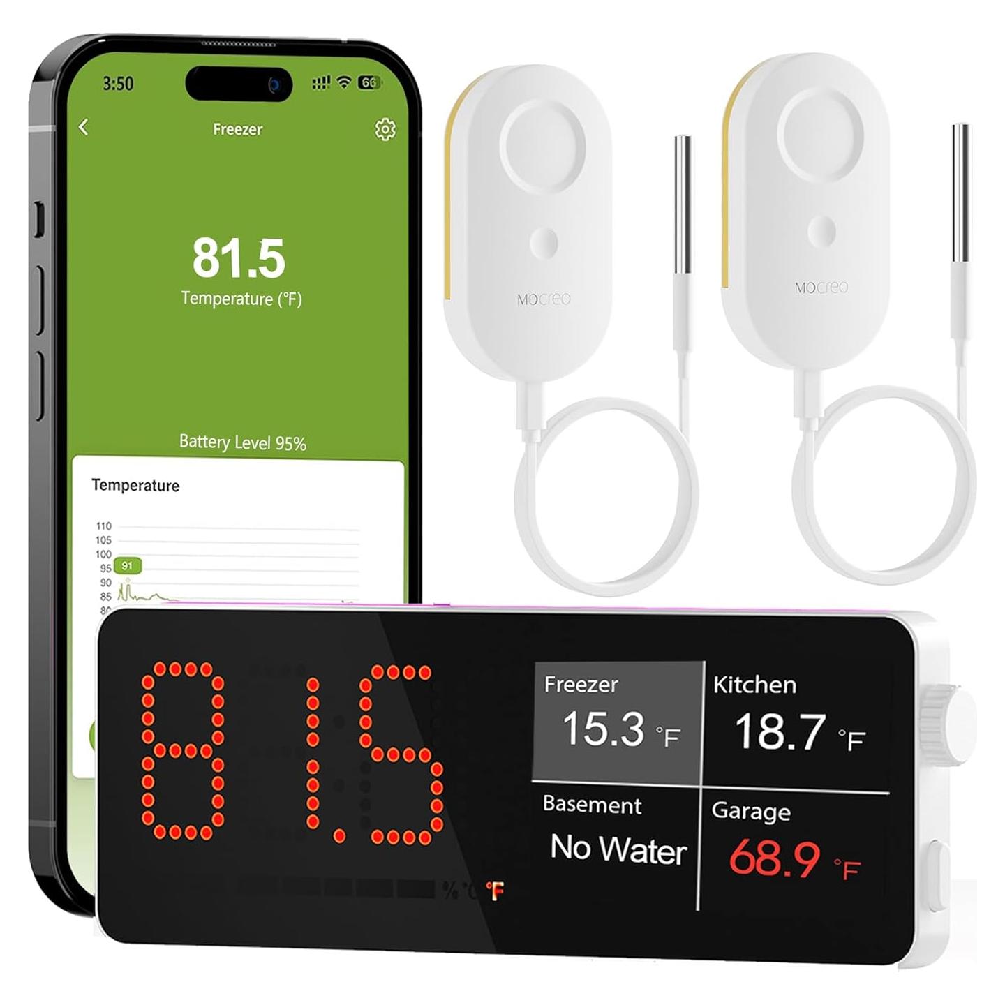 Termómetro Digital WiFi MOCREO H5 con 2 Sensores y Alarma