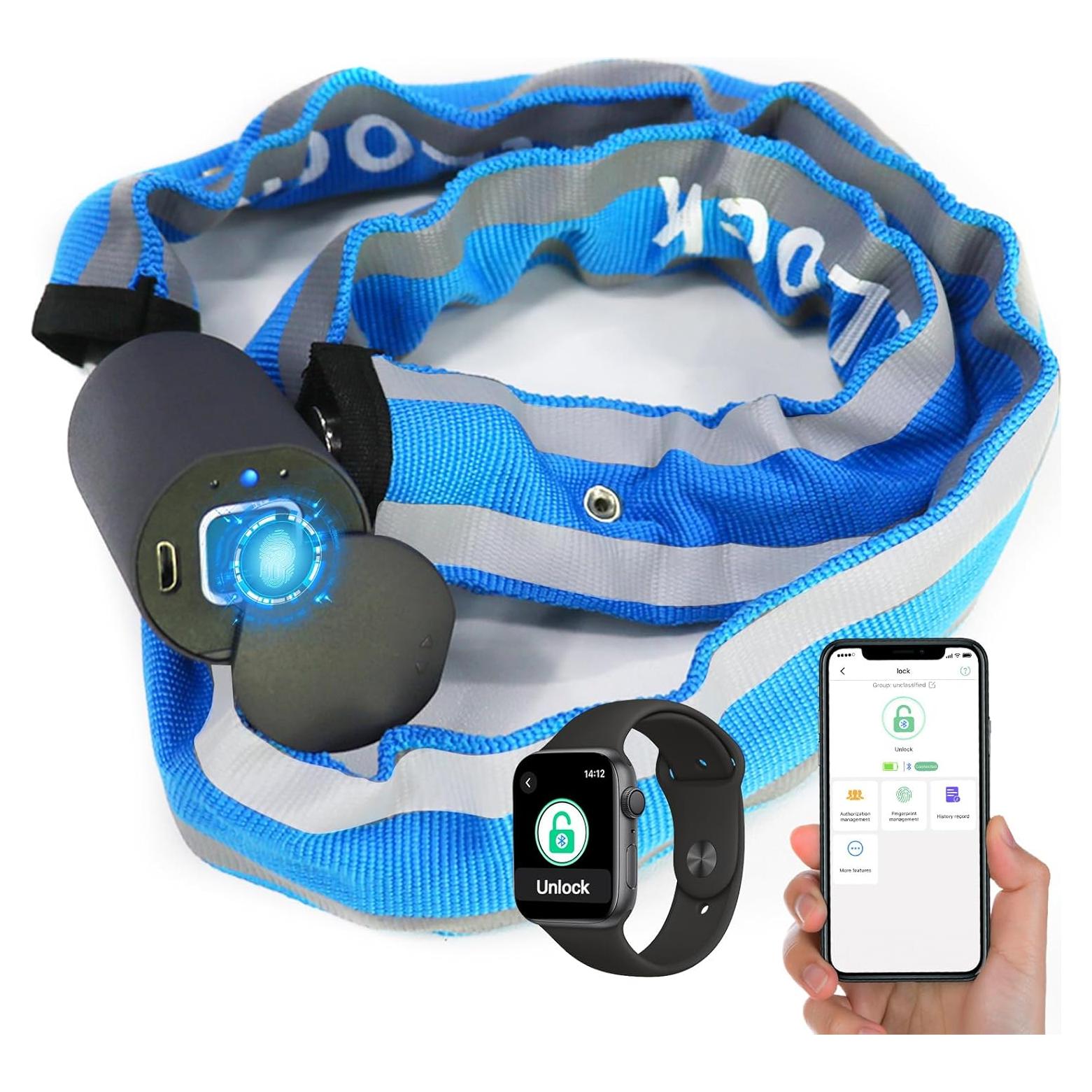 Candado de cadena inteligente Eseesmart 1m biométrico azul