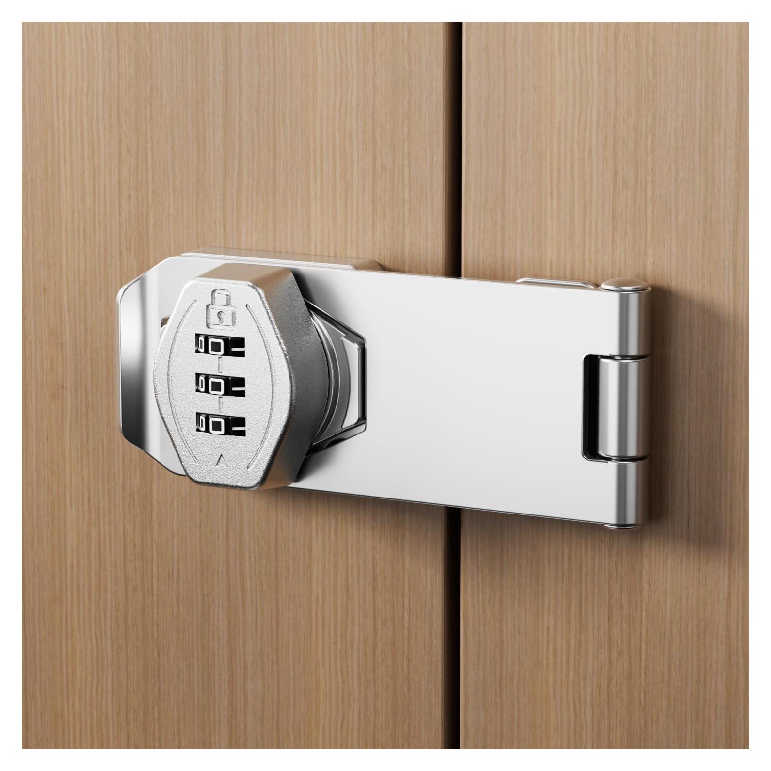 Cerradura de Armario ETEKJOY Sin Llave 3 Dígitos Plata 10 cm